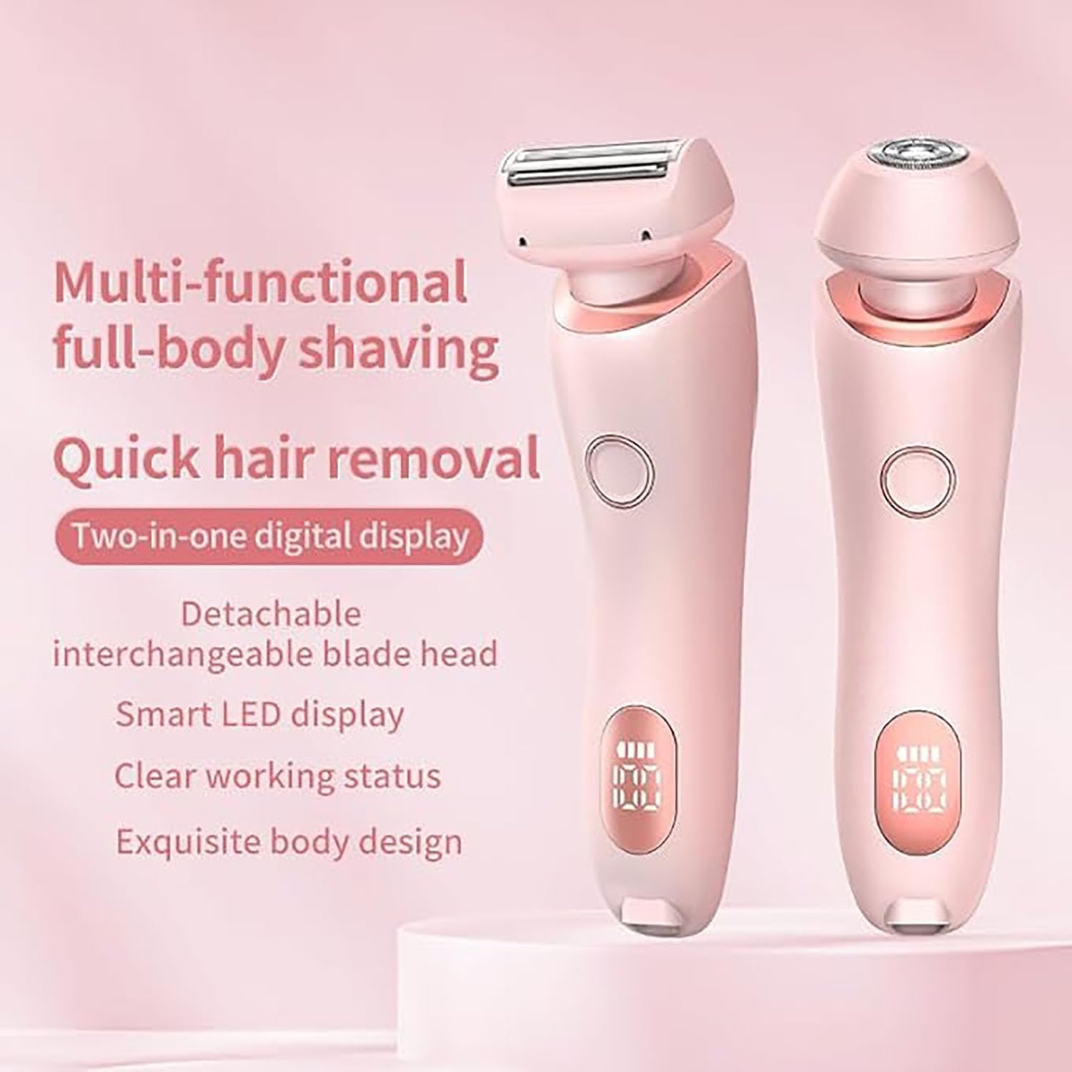 Modira Waterproof Electric Razor for Women - 2-in-1 IPX7 Wet & Dry Shaver & Bikini Trimmer | Pink Mermaid Design | Perfect for Travel, Shower & Sensitive Skin Care