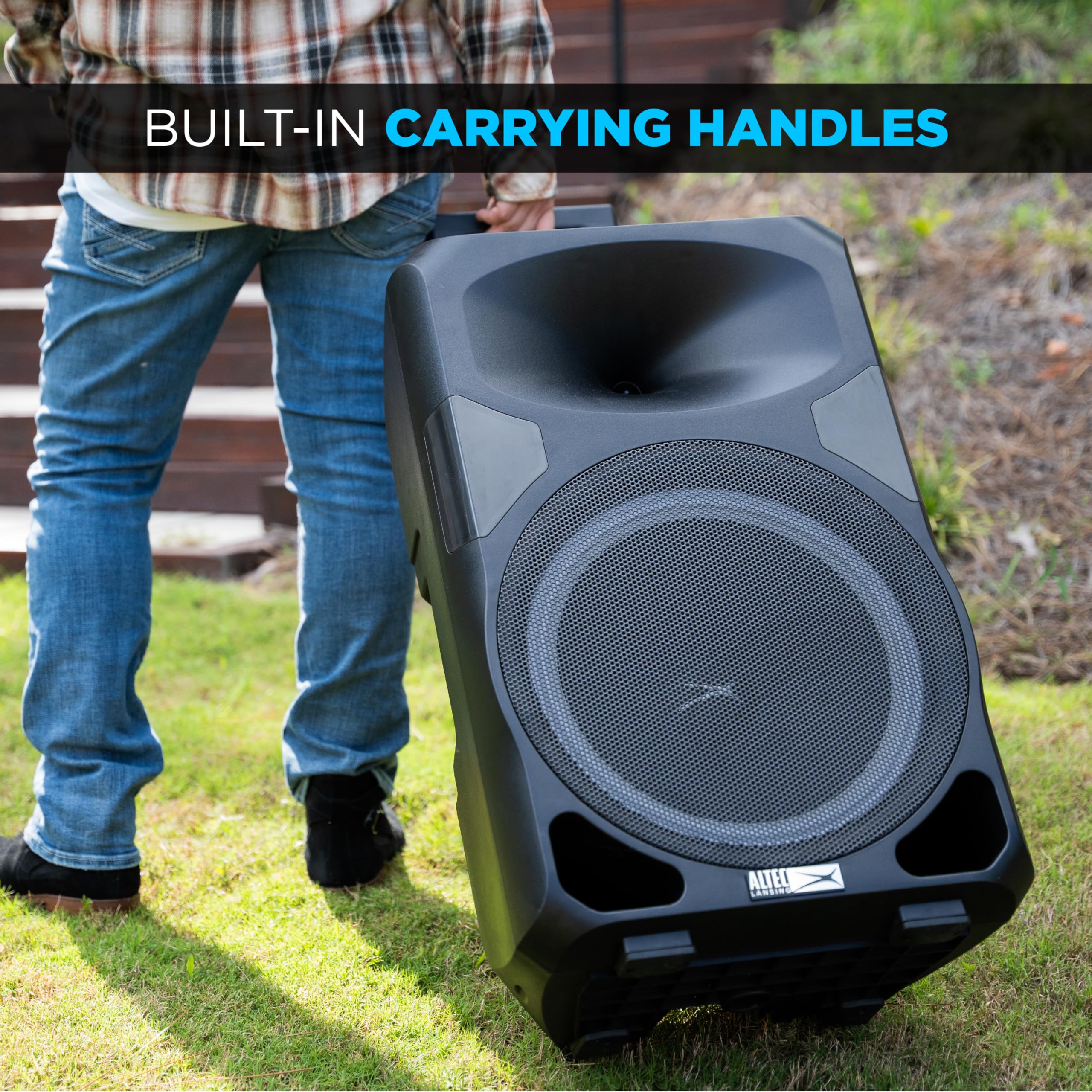 Altec Lansing SOUNDROVER PRO 650 Portable Bluetooth Speaker - 650W Peak Power, Bi-Amplified Sound System with LED Lights & Wireless Mic - Ideal for Home Parties, DJ Events, Karaoke Nights, Outdoor Gatherings & Live Performances