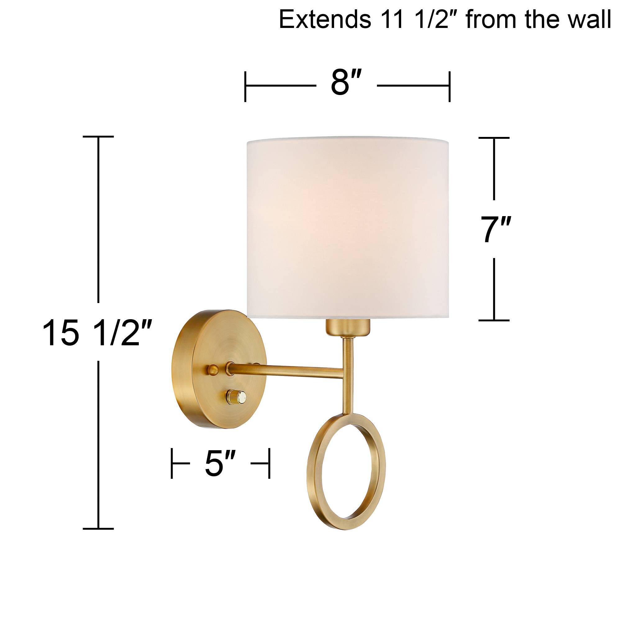 360 Lighting Amidon Modern Wall Lamps Set of 2 - Warm Brass Gold Metal Plug-in 8