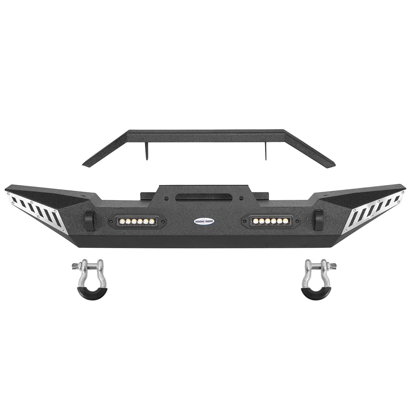 Stubby Front Bumper with Winch Plate, LED Lights & D-Rings for 1987-2006 Jeep Wrangler YJ & TJ Models - Off-Road Adventure & Trail Riding Upgrade