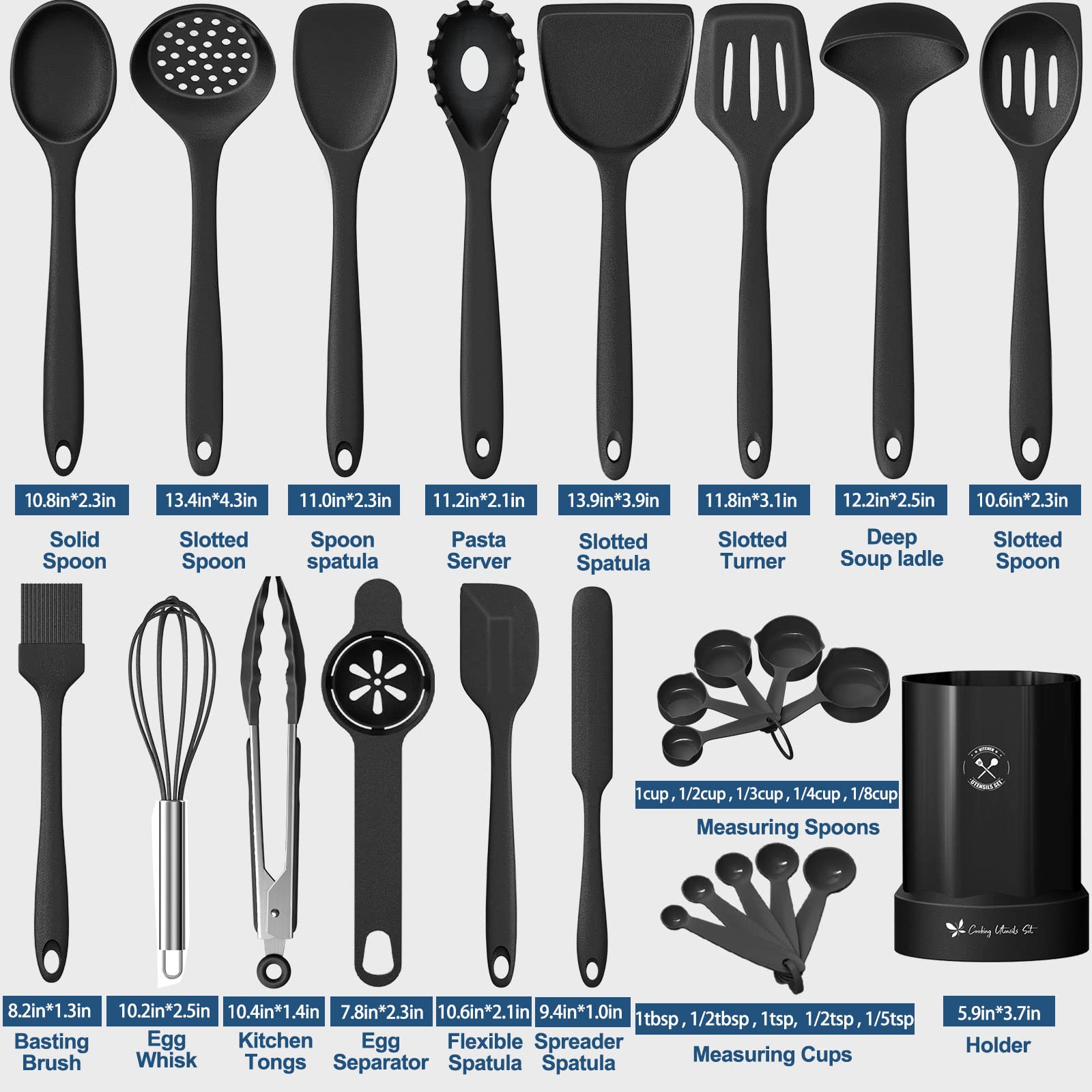 25-Piece Silicone Kitchen Utensil Set - Spatula, Spoon & Turner for Nonstick Cookware | Heat Resistant & Dishwasher Safe