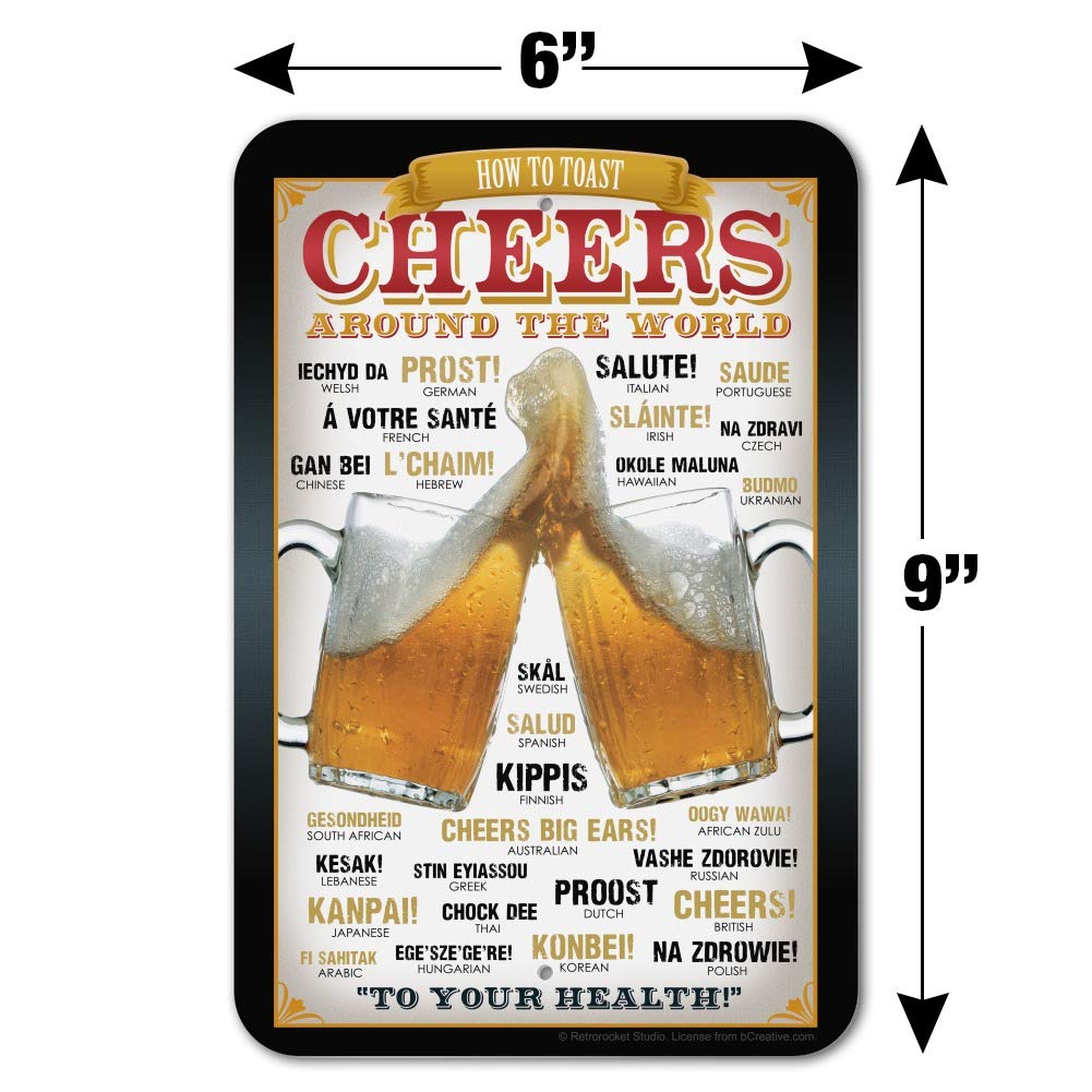 GRAPHICS & MORE Cheers Around The World Guide - Home & Office Decor Sign for Toasting Celebrations - Perfect for Parties, Weddings & Business Events