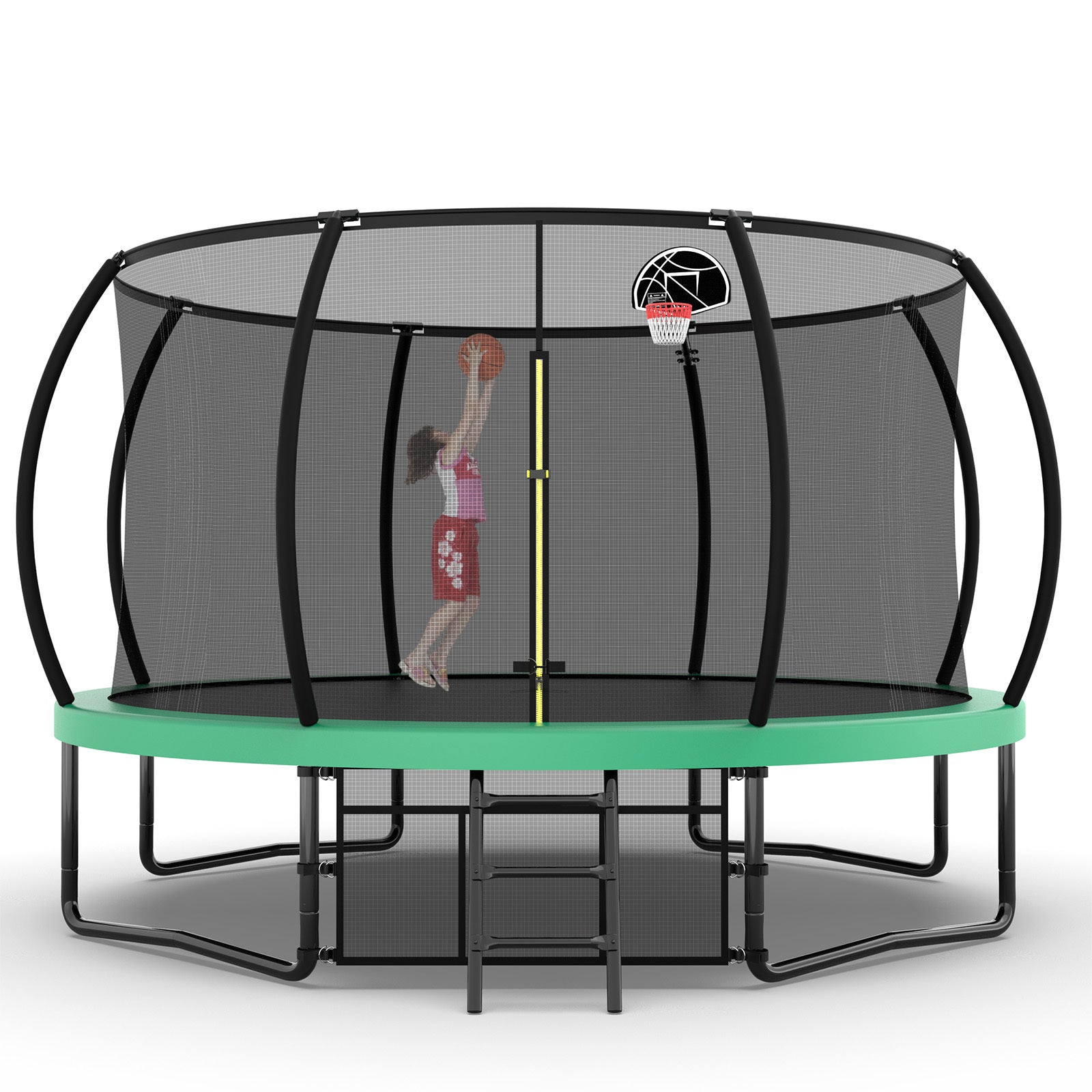 14FT Trampoline with Safety Enclosure - ASTM Approved Outdoor Trampoline for Kids with Ladder & Anti-Rust Coating | Perfect for Backyard Fun, Exercise, and Family Outdoor Activities