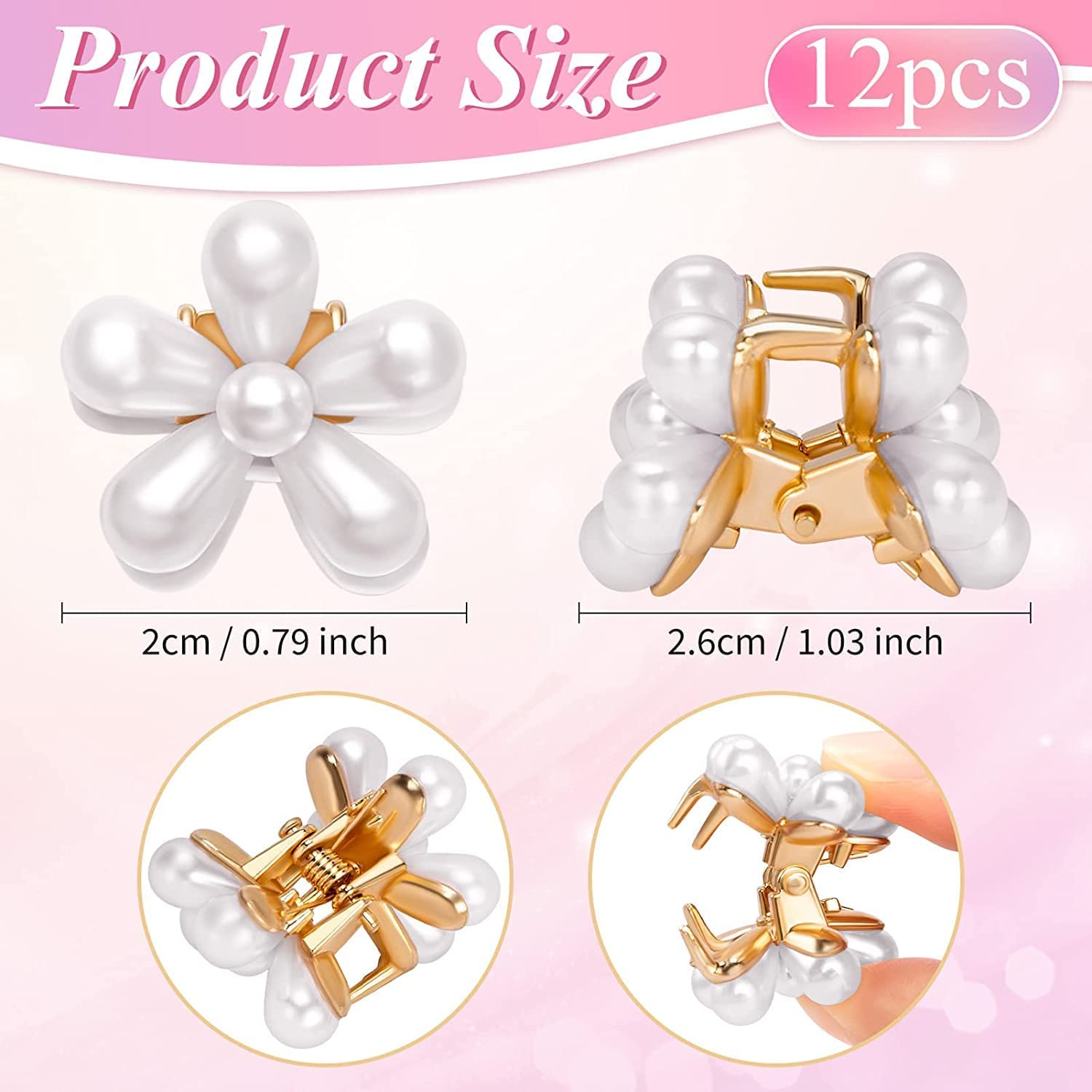 Korean Style Pearl Barrettes Hair Clips Set - 18 Pcs Women's Hair Accessories with Marble Alligator Clutches & Duckbill Design for Wedding, Party, and Daily Use