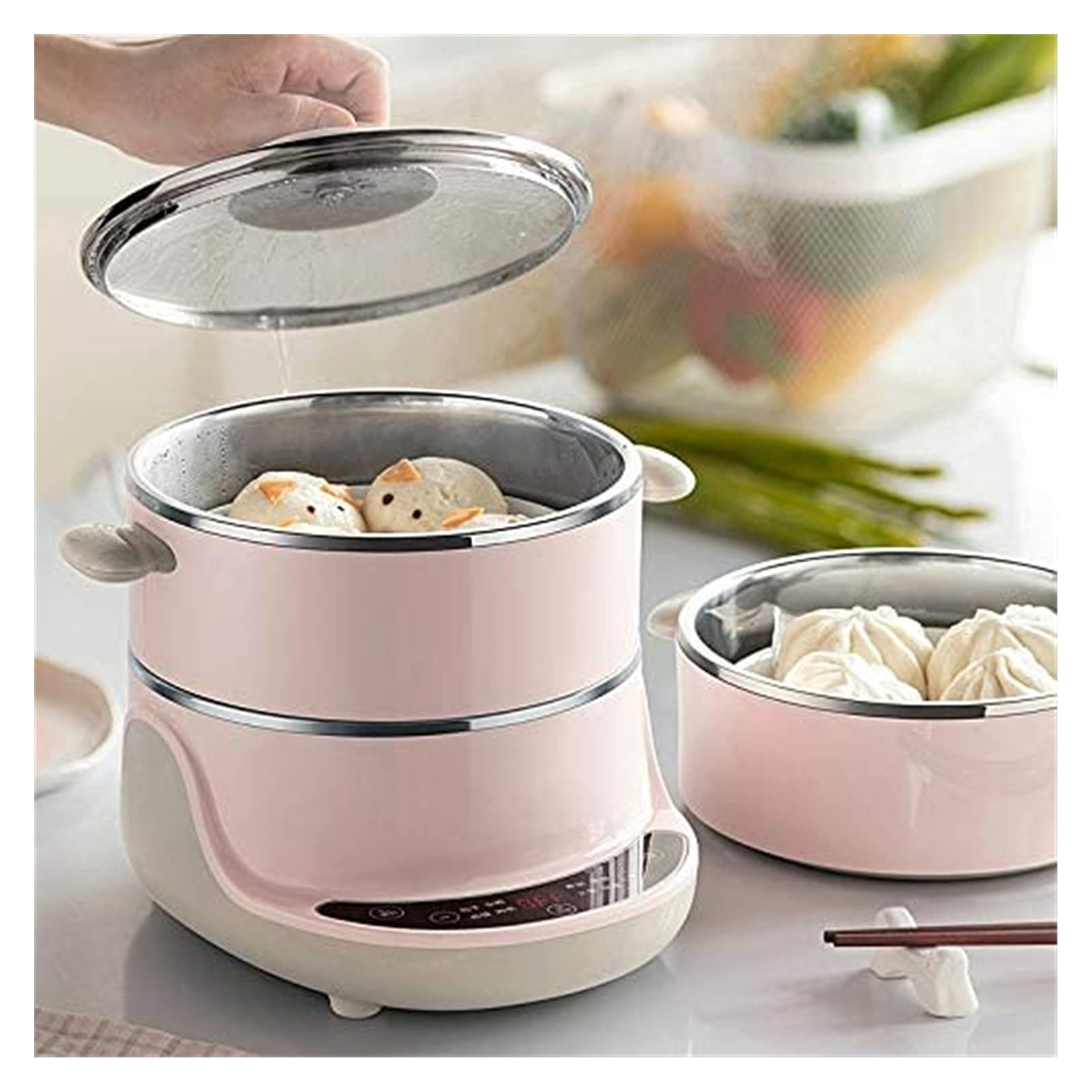 HHWKSJ 4L Electric Hot Pot - Multi-Function Mini Cooker for Noodles, Soup, Porridge, Eggs & Ramen | Keep Warm Function | Overheat & Boil-Dry Protection | Perfect for Dorm, Office, Camping & Small Kitchen Cooking