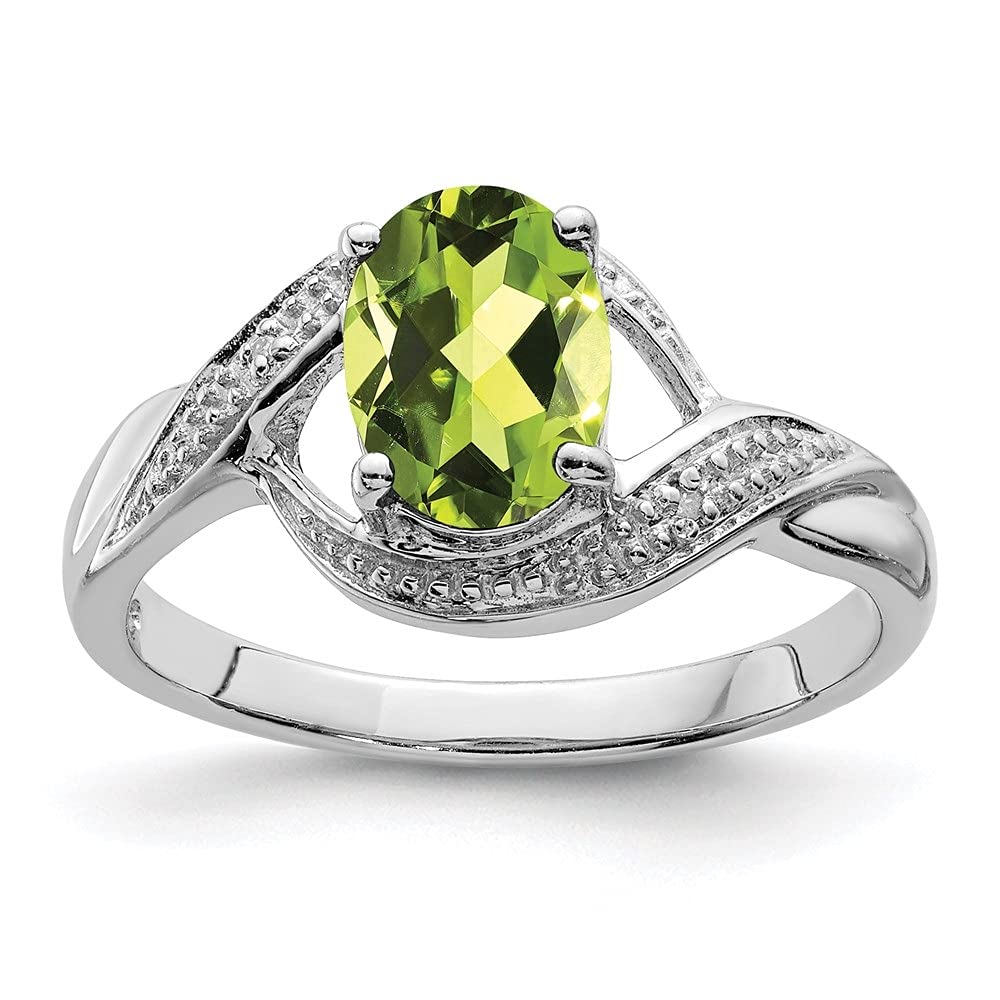 Sterling Silver Peridot and Diamond Engagement Ring for Women - Elegant Promise Ring, Wedding Band, Anniversary Gift for Her - Perfect for Proposals, Valentine's Day & Special Occasions