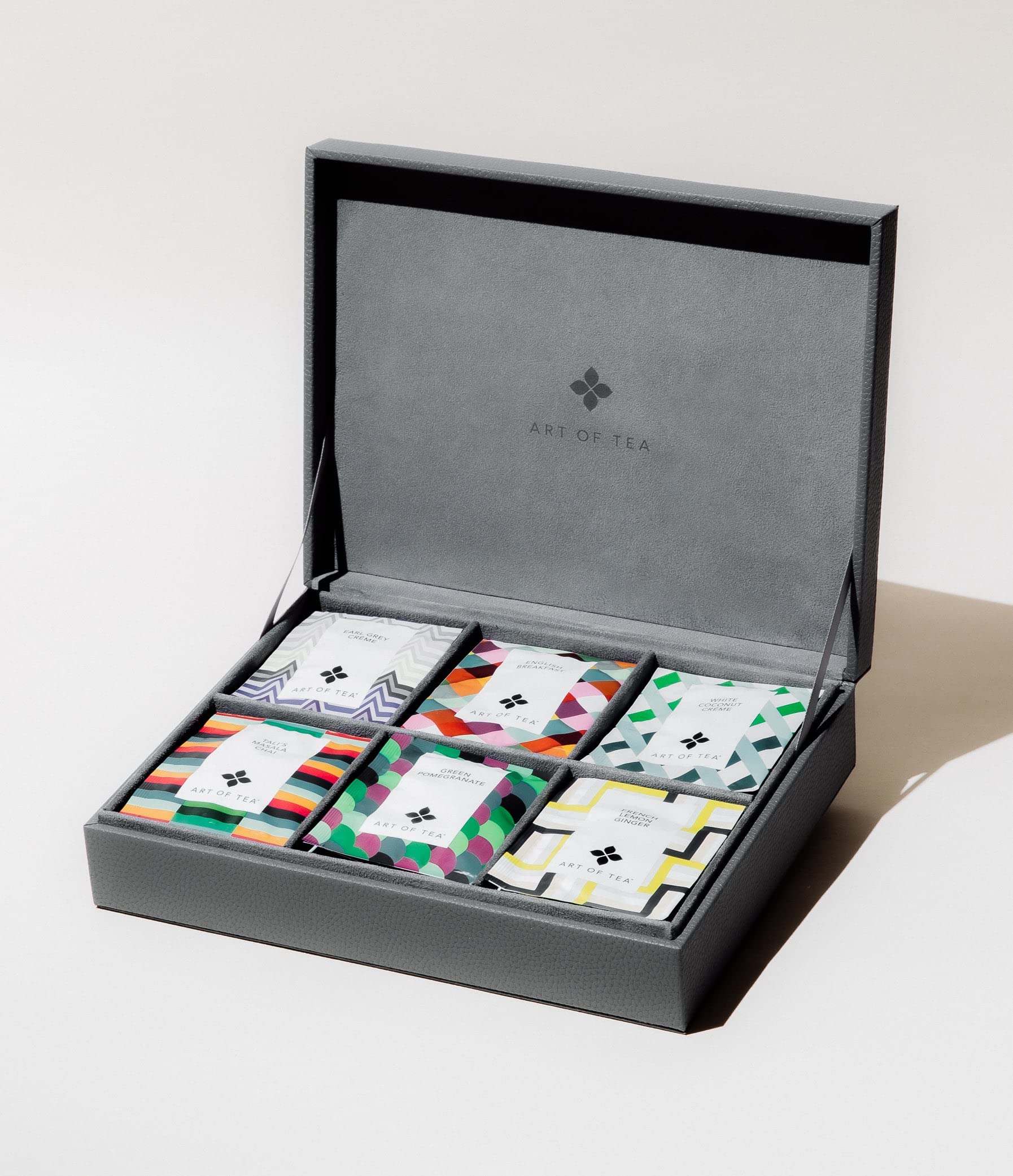 Art of Tea | 6-Section Premium Leatherette Tea Gift Box with Assorted Tea Bags | Perfect for Gifting, Office, and Relaxation at Home