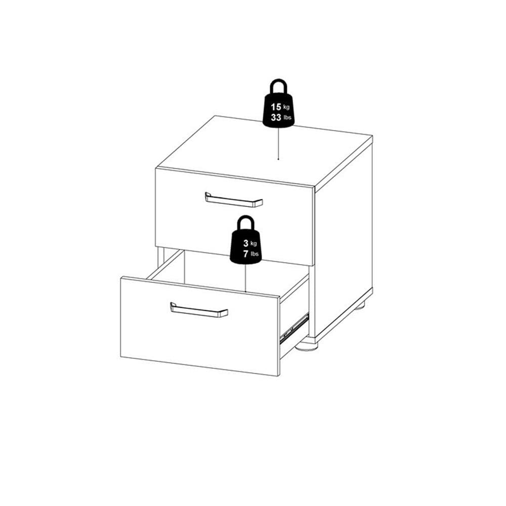 Pemberly Row Modern Wood 2-Drawer Nightstand in Dark Chocolate - Stylish Bedside Table for Bedroom, Living Room & Guest Room