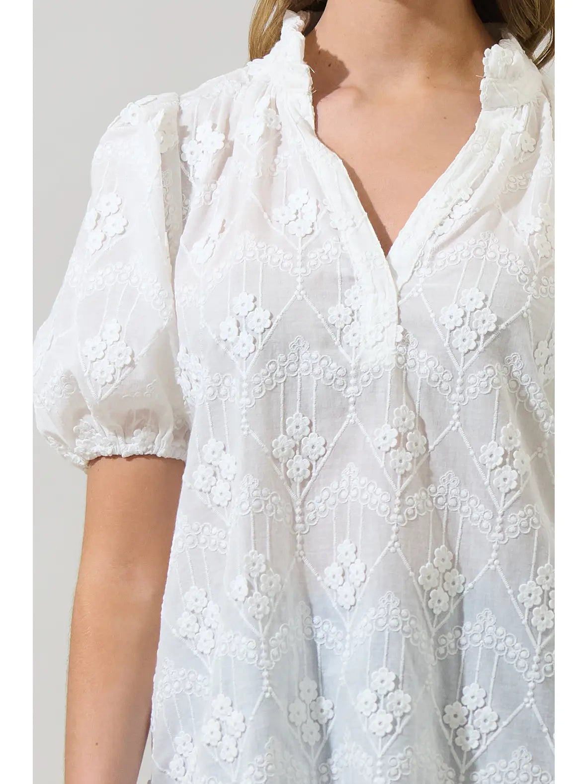 Joicy Embroidered Women's Blouse - Elegant Floral Embroidered Tops for Casual Wear & Summer Outfits