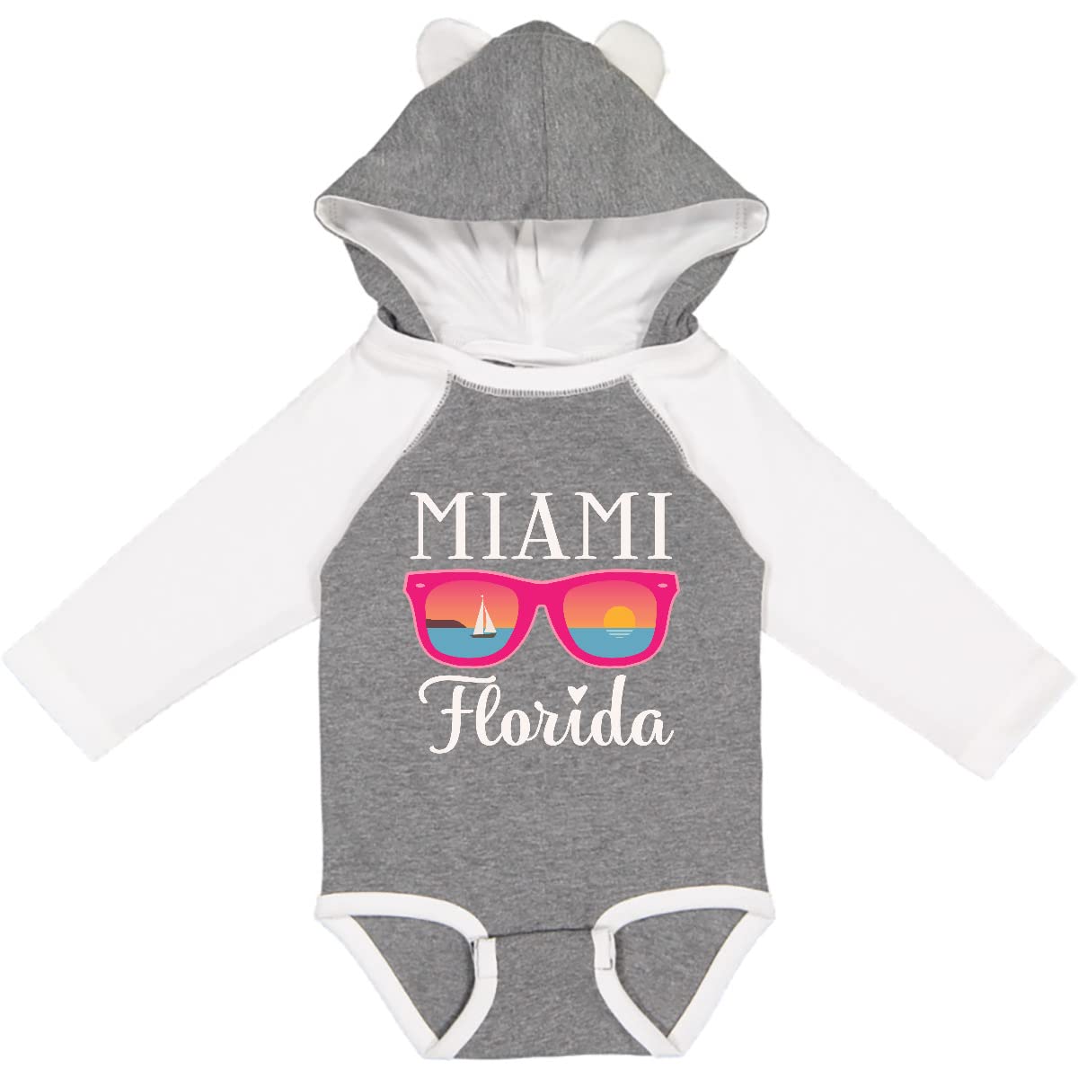 Inktastic Miami Florida Vacation Beach Trip Long Sleeve Creeper T-Shirt - Soft Cotton Tee for Women & Men - Perfect for Beach Trips, Travel & Casual Wear
