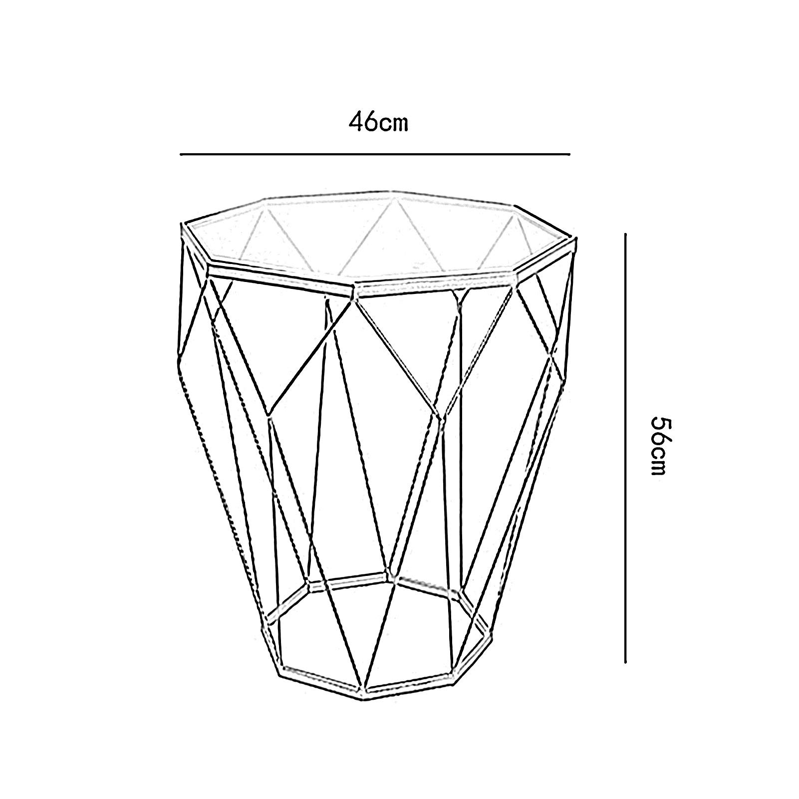 Nordic Octagon Iron Art Coffee Table - 46x56CM Transparent Tempered Glass Top with Gold Frame for Living Room, Balcony, Bedroom & Snack Time