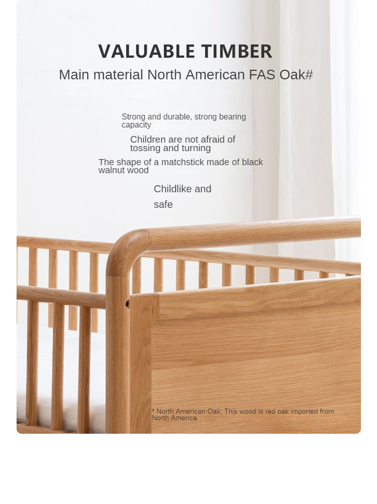 Premium Oak Solid Wood Toddler Bed - Convertible, Multi-Functional Kids Bed with Safety Rails | Perfect for Nursery, Daycare & Small Bedrooms