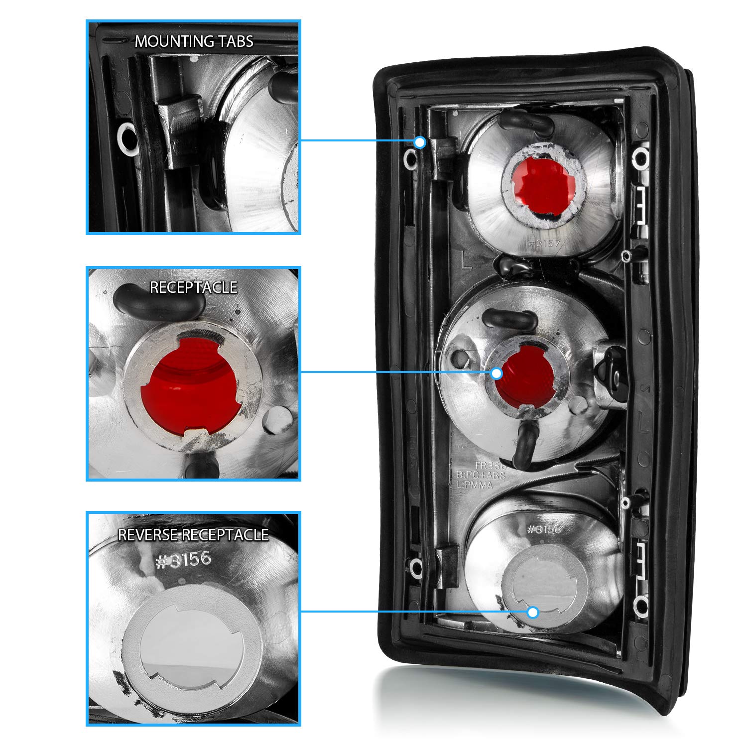 AmeriLite Chrome Replacement Brake Tail Lights Set for Ford Excursion & Econoline Van - Left & Right Side Pair | Durable LED Lights for Enhanced Safety & Style | Perfect for Night Driving & Towing