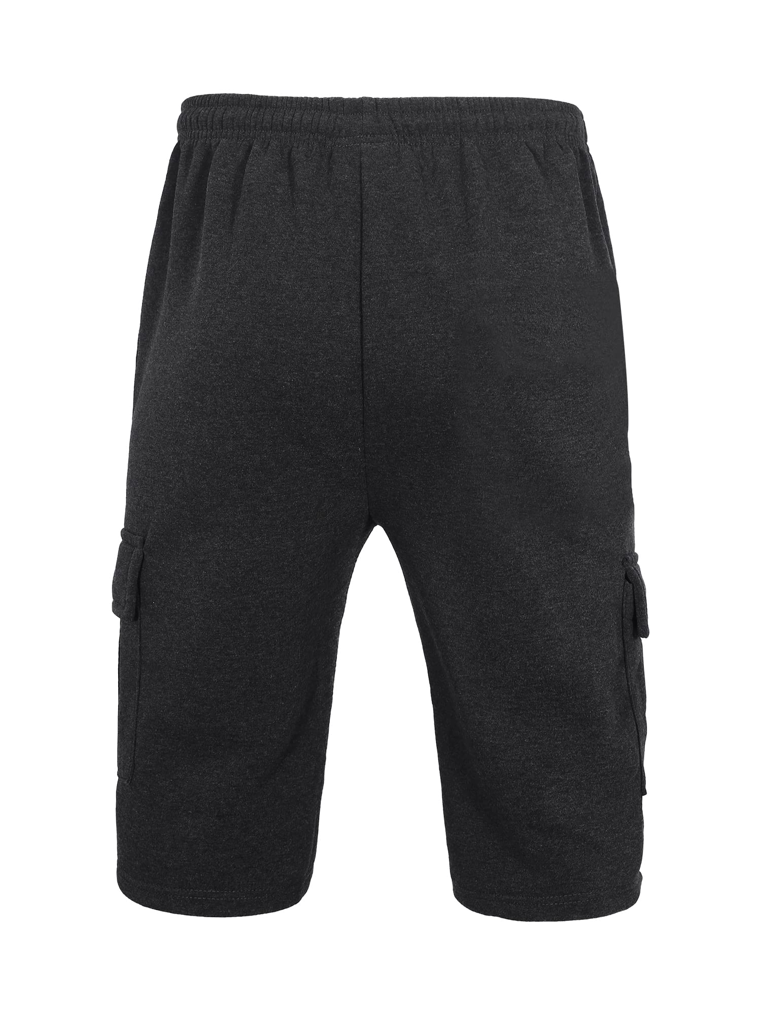 **Men's Fleece Cargo Sweat Shorts - Below The Knee, Elastic Waist, Workout & Jogger Shorts with Pockets - Perfect for Gym, Running, and Casual Wear**