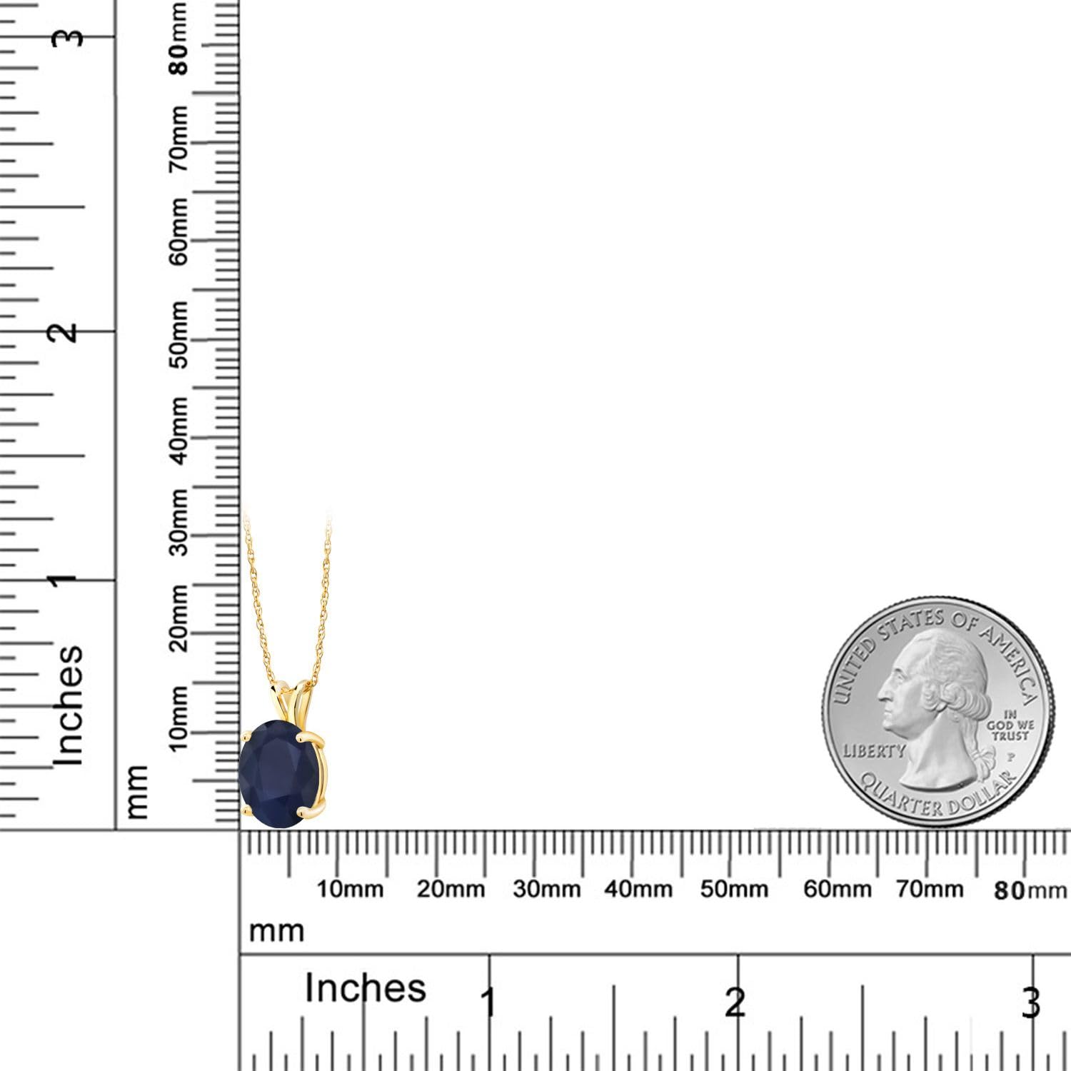 14K Yellow Gold Oval Birthstone Pendant Necklace for Women - 11x9mm Oval Gemstone with 18