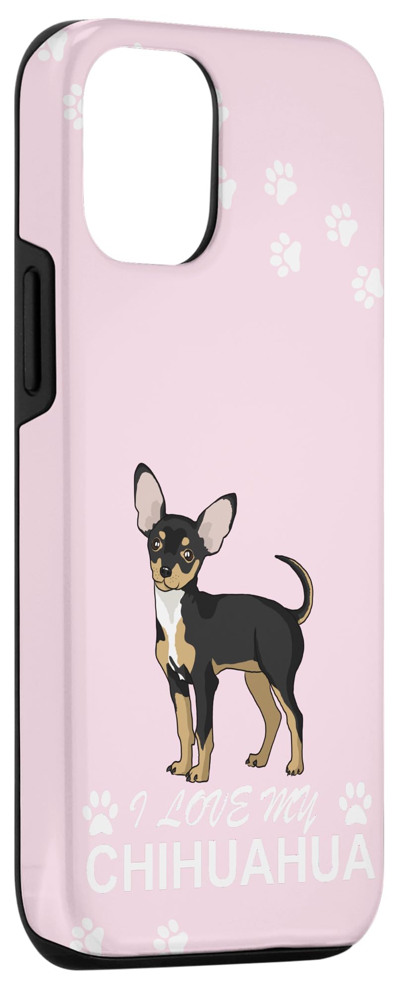 Cute Pastel Pink iPhone 12/12 Pro Case with Chihuahua Dog Paw Pattern - Perfect for Pet Lovers & Trendy Phone Protection