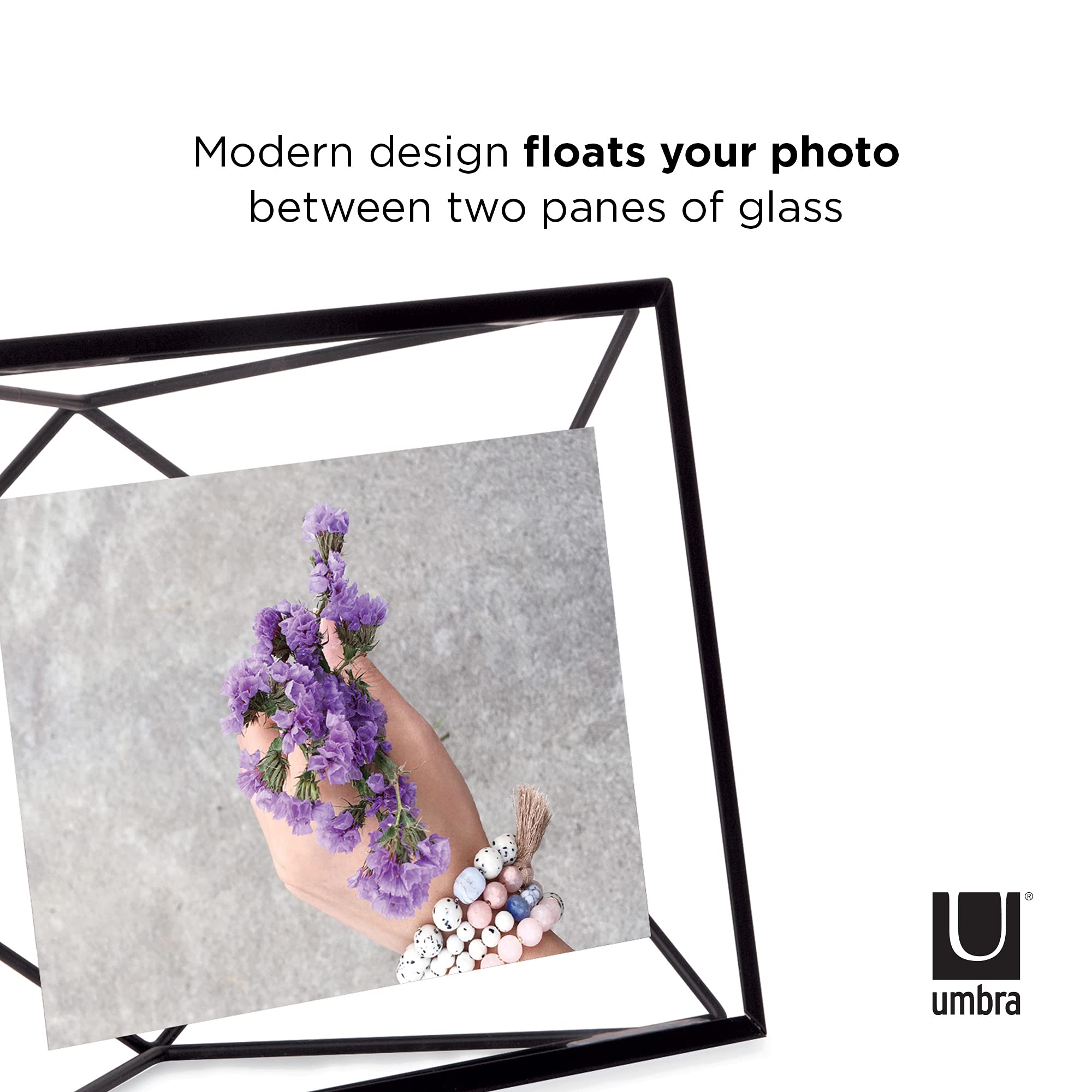 Umbra Prisma 4x6 Inch Black Metal Picture Frame - Wall Mount or Tabletop Photo Display for Home & Office Decor - Perfect for Family Photos, Wedding Pictures & Artwork