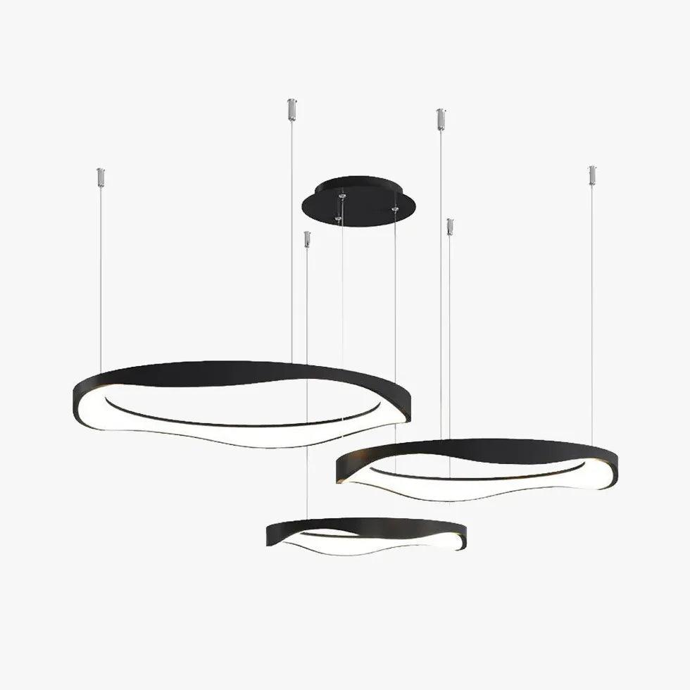 Modern Ring Shaped Metal Acrylic LED Pendant Light for Living Room - Dimmable Hanging Ceiling Lamp for Dining Room, Bedroom, Kitchen & Office Lighting