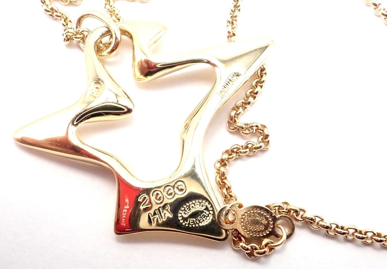 Authentic Georg Jensen 18K Yellow Gold Bird Pendant Necklace - Elegant Jewelry Gift for Women, Perfect for Weddings, Anniversaries & Special Occasions