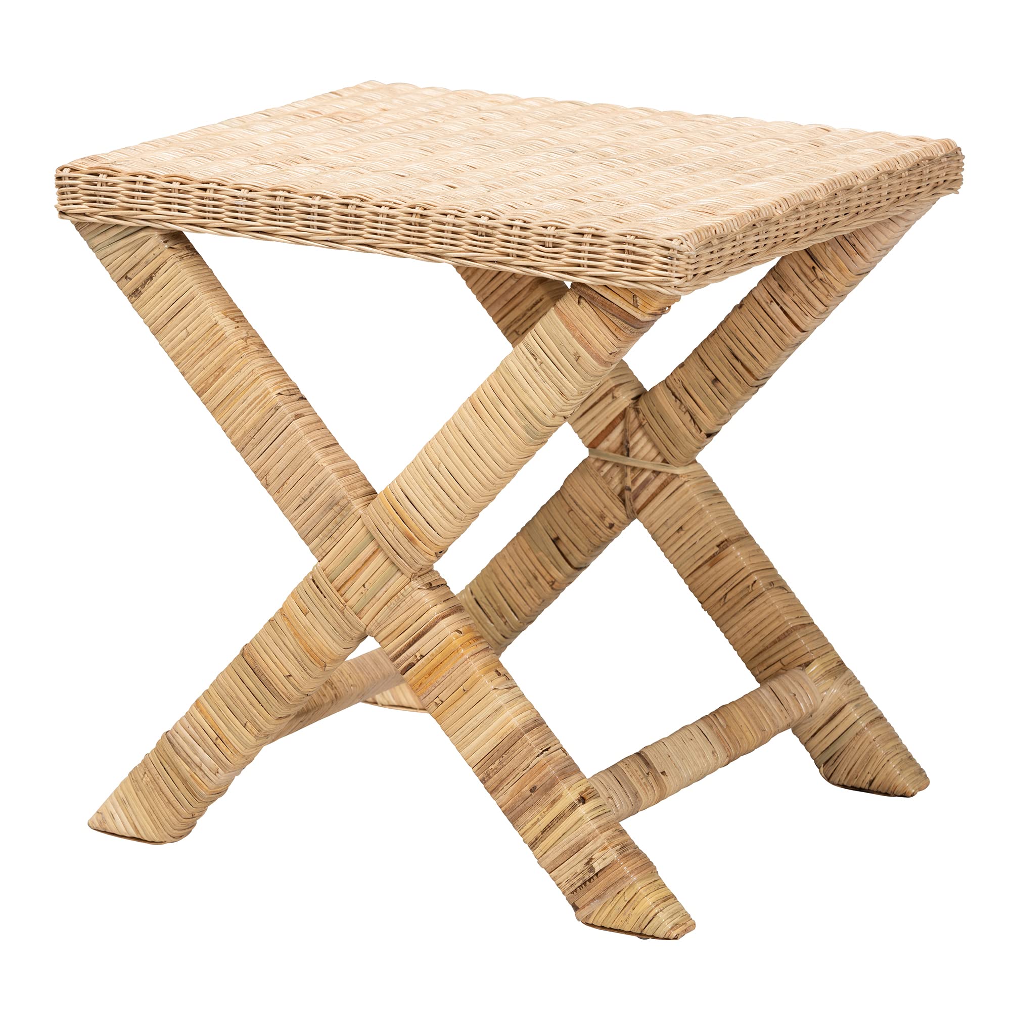 Natural Rattan Accent Bench - Handwoven Bali & Pari Style - Boho Chic Home Decor - Perfect for Living Room, Bedroom, or Patio Seating