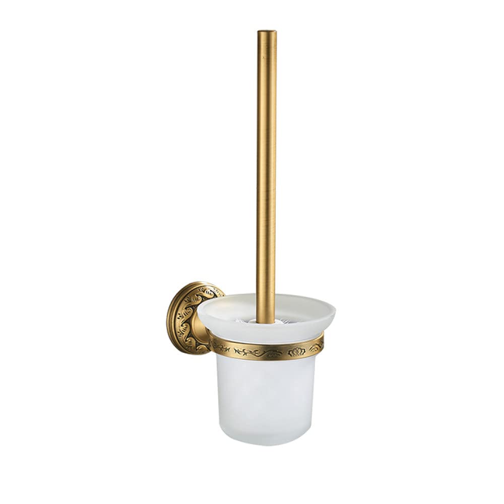 Antique Brass Bathroom Accessories Set - Towel Bar, Toilet Paper Holder, Soap Dispenser & Toilet Brush Holder - Vintage Style Bathroom Shelves for Classic Home Decor - Perfect for Powder Rooms, Guest Baths & Luxury Master Bathrooms
