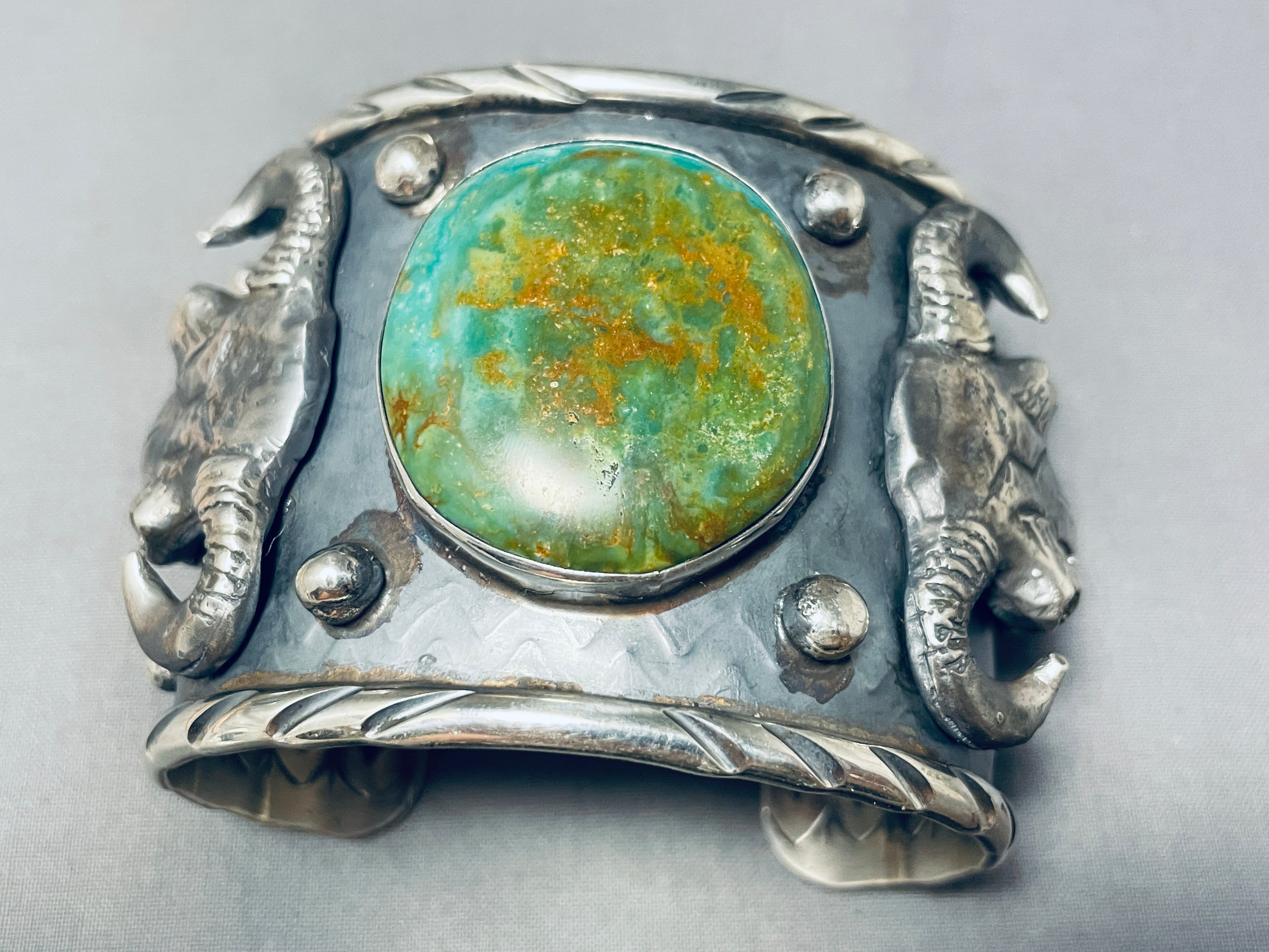 140 Gram Monster Native American Green Turquoise Sterling Silver Bracelet - Handmade Southwest Jewelry for Women & Men - Perfect for Boho Fashion, Festivals & Gift Giving