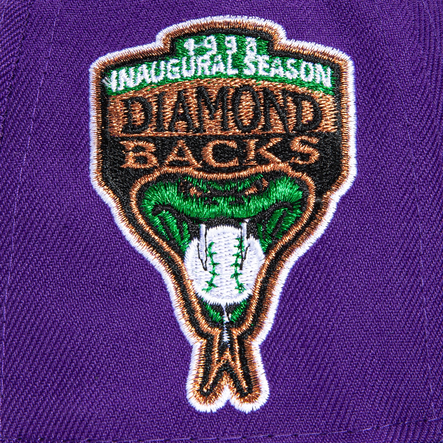 New Era 59Fifty Arizona Diamondbacks MLB Baseball Cap with Inaugural Patch - Purple, Black & Metallic Copper Design for Men's Fashion & Sports Fans