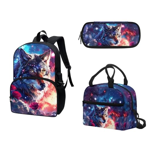 Wolf Galaxy Red Rose Moon