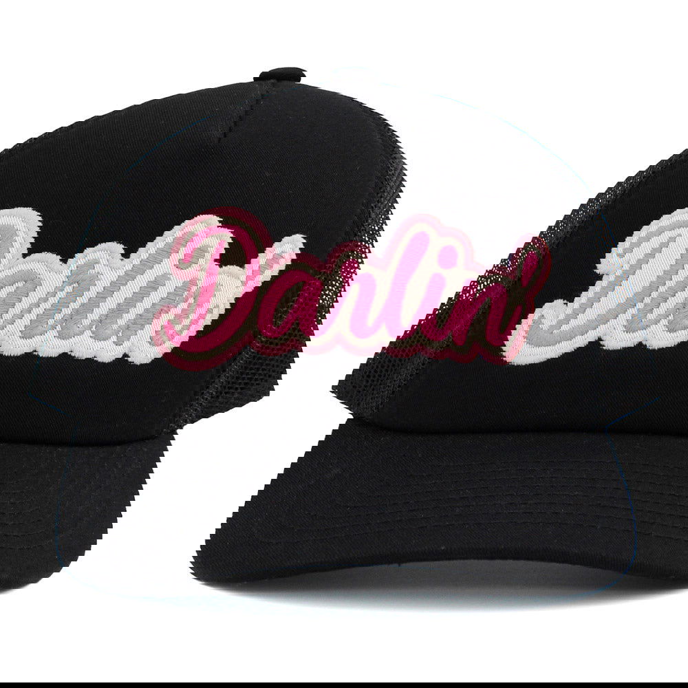 Black DARLIN Message Mesh Back Baseball Cap for Men & Women - Breathable Adjustable Hat for Outdoor Sports, Running, Hiking