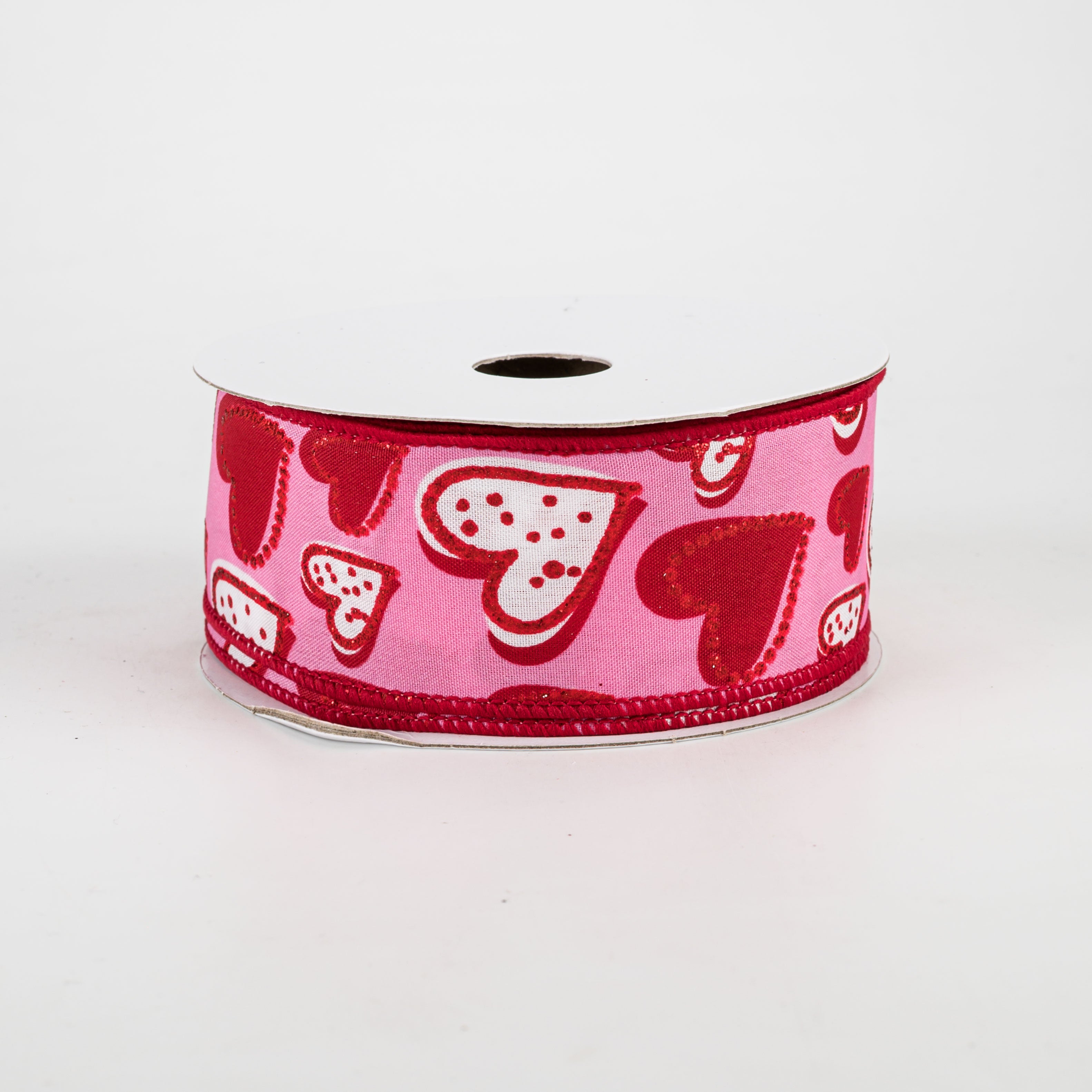 1.5 Inch Kelly Green & Pink Hearts Ribbon - 10 Yards Bulk Spool for Gift Wrapping, DIY Crafts, Scrapbooking, and Party Decorations