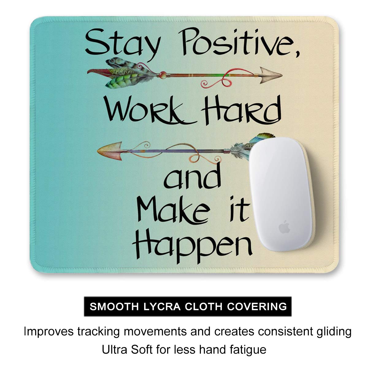 Premium Non-Slip Mouse Pad 12x10 Inch - Thick Rubber Gaming Mouse Mat with Stitched Edges, Waterproof & Cute Pattern Design for Office, Work, Computer - Perfect for Gamers & Professionals (Inspirational Quotes)