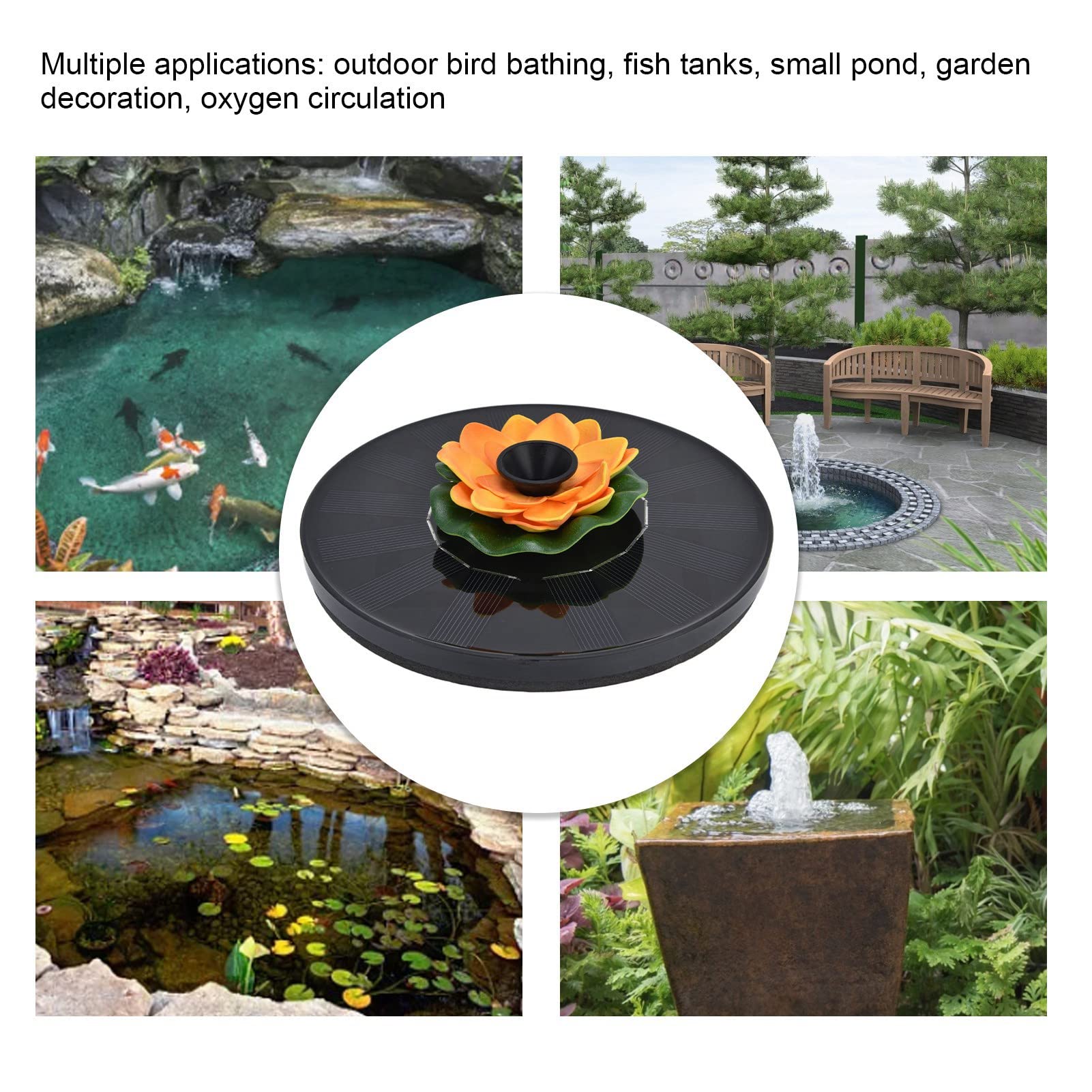 Solar Powered Floating Water Fountain Pump - Mini Solar Fountain for Bird Baths, Garden Ponds, Pools & Outdoor Decor (Yellow) | Perfect for Backyard, Patio & Garden Water Features
