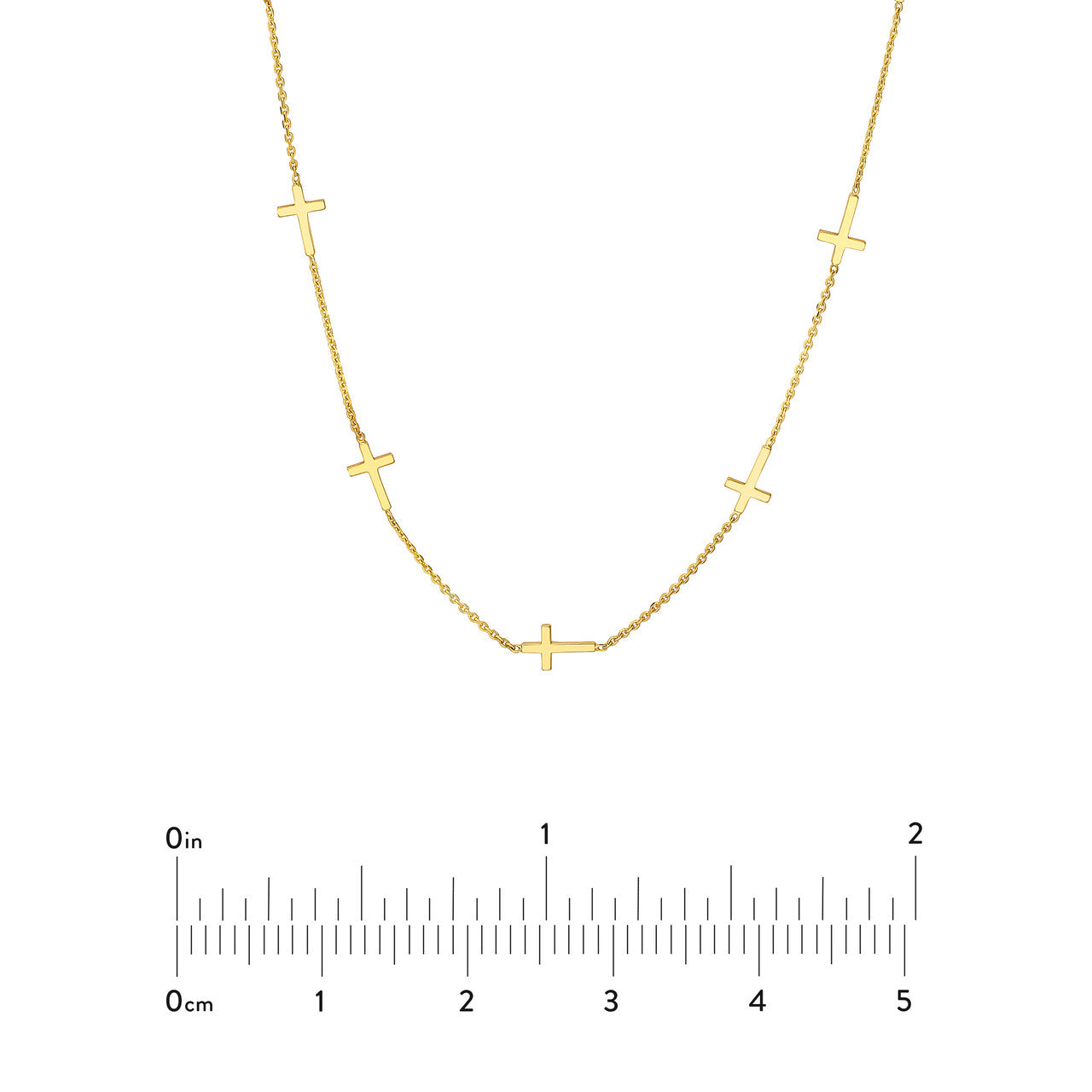 14K Yellow Gold Mini Cross Station Necklace - Dainty Religious Jewelry for Women, Perfect for Everyday Wear, Gifts & Special Occasions