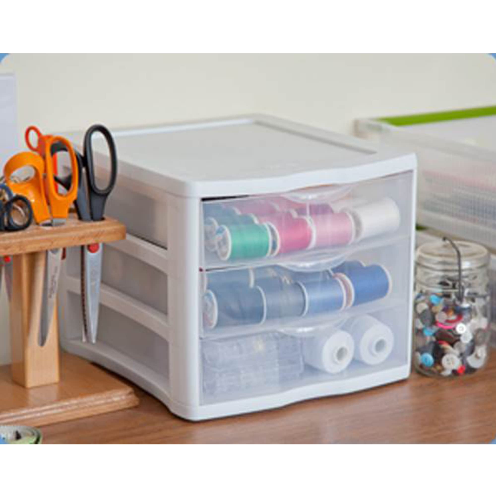 Sterilite ClearView Compact Stacking 3 Drawer Storage Organizer - 16 Pack for Craft Supplies, Home Office, Dorm Room & Closet Organization | Space-Saving Solution for Small Spaces & DIY Projects