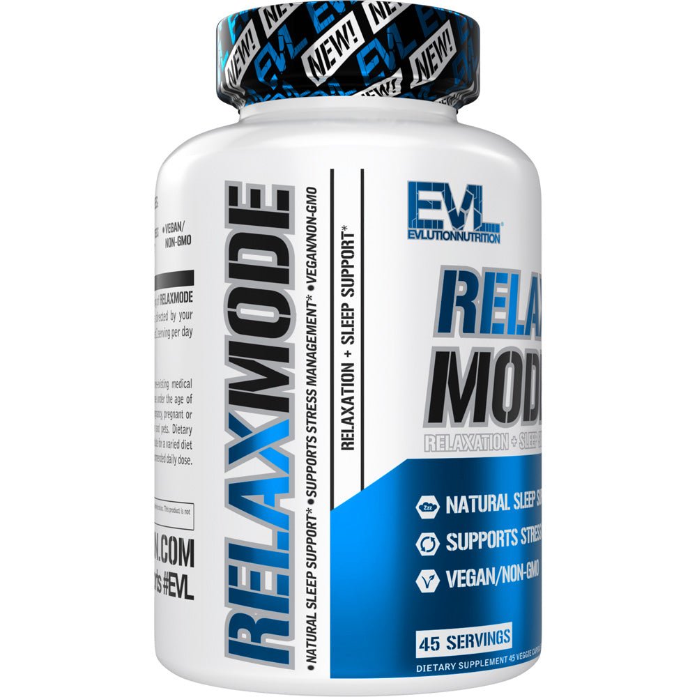 EVLUTION NUTRITION RelaxMode Stress Relief & Sleep Support Supplement - Natural Calming Formula for Anxiety, Relaxation & Better Sleep - Perfect for Nighttime Use, Work Stress & Daily Tension Relief