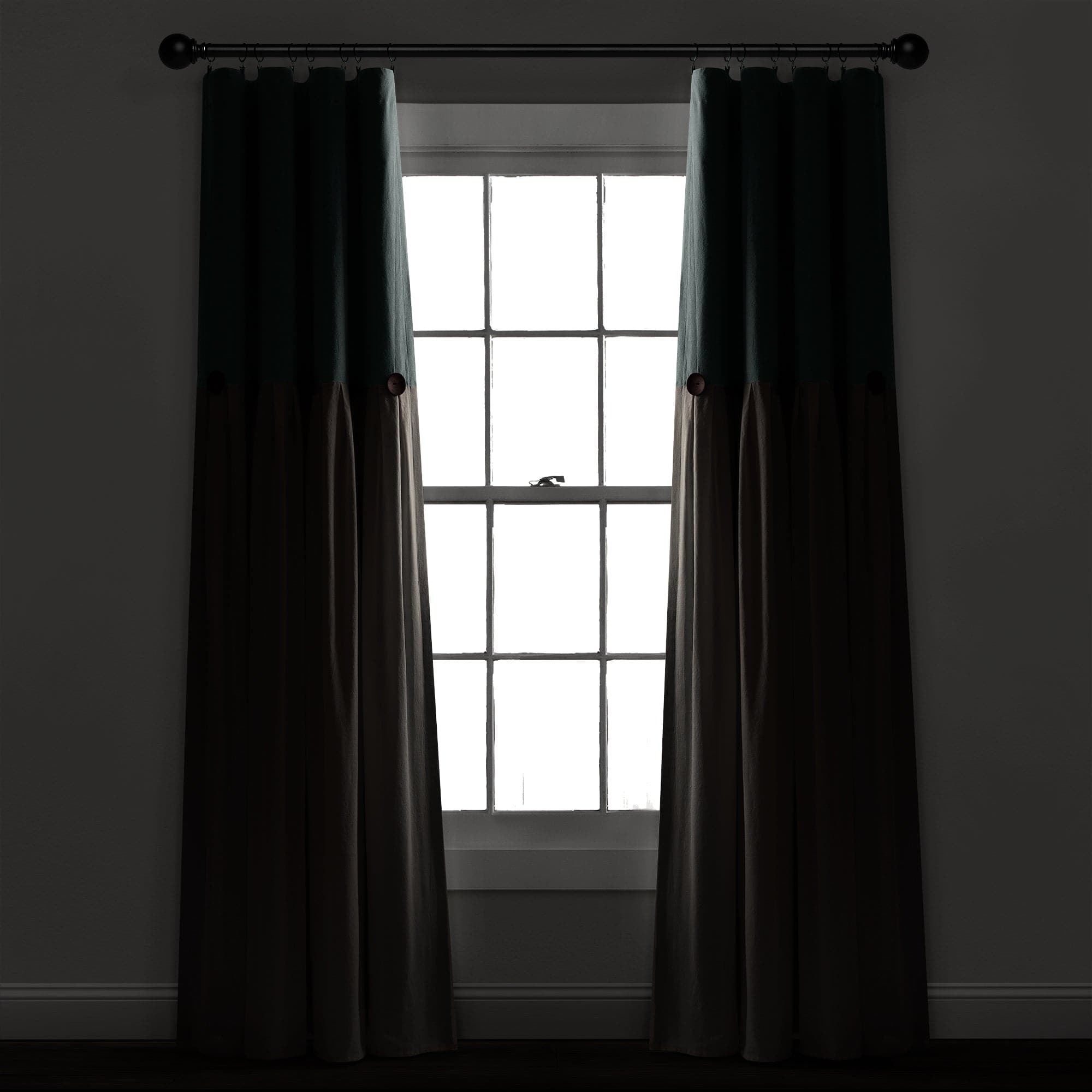 Blackout Linen Curtain Panels with Button Lining - 100% Light Blocking Window Drapes for Bedroom & Living Room Privacy & Sleep