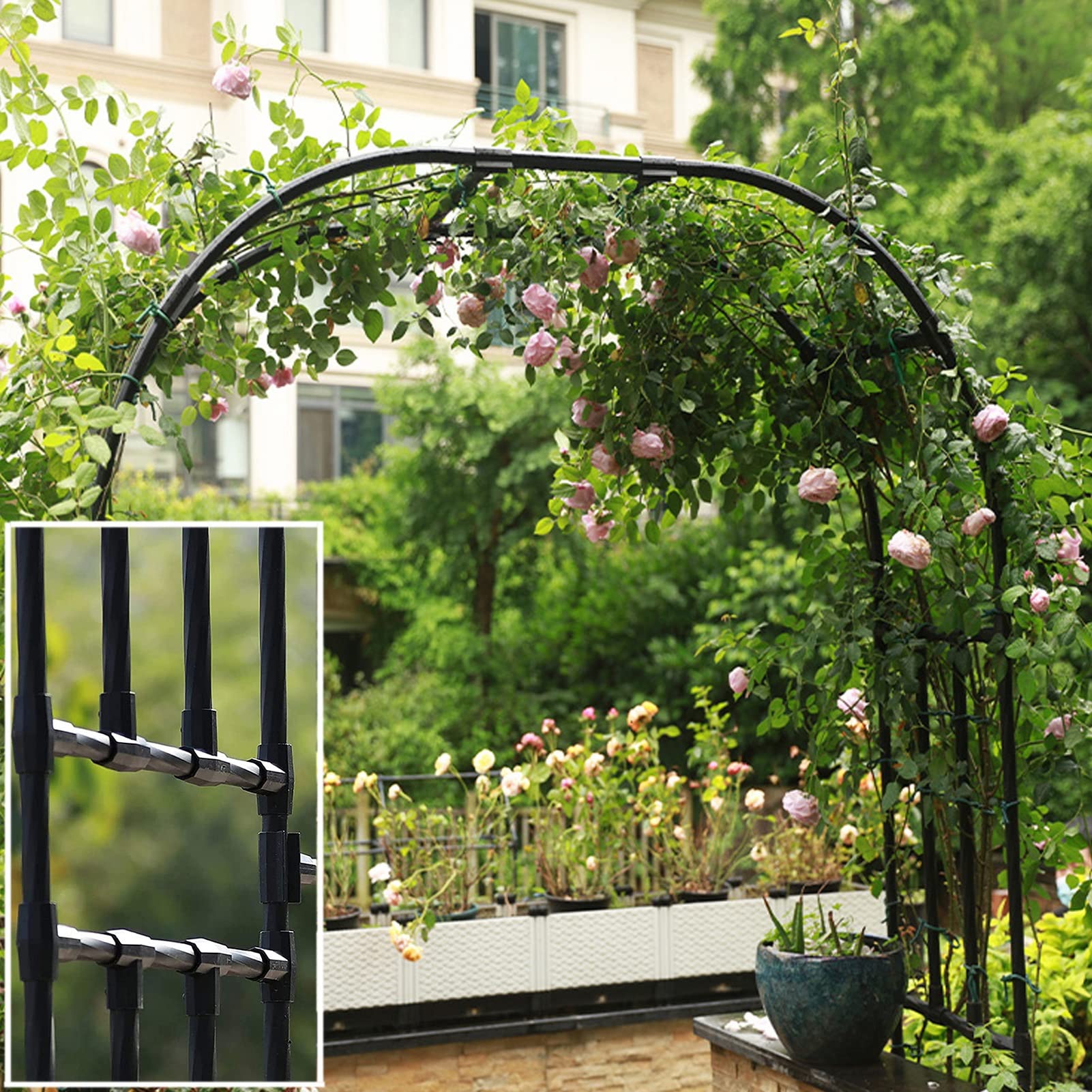 **Sturdy Metal Garden Arch - Weatherproof Outdoor Rose Arbor & Pergola for Climbing Vines, Flowers, Vegetables - Easy Assembly Wedding Flower Stand (Perfect for Backyard, Patio & Wedding Decor)**