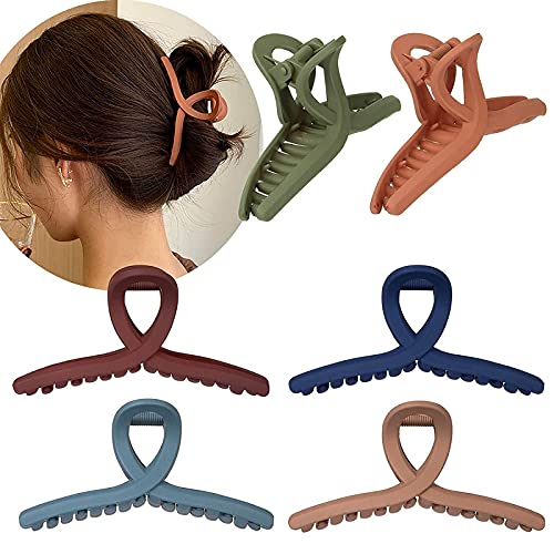 FAMEZA 6-Pack Matte Hair Claw Clips for Women - Non-Slip Strong Hold Jaw Clamps (4.3 Inch) - Styling Accessories for Thin, Thick & Fine Hair - Perfect for Workouts, Office & Everyday Hairstyles