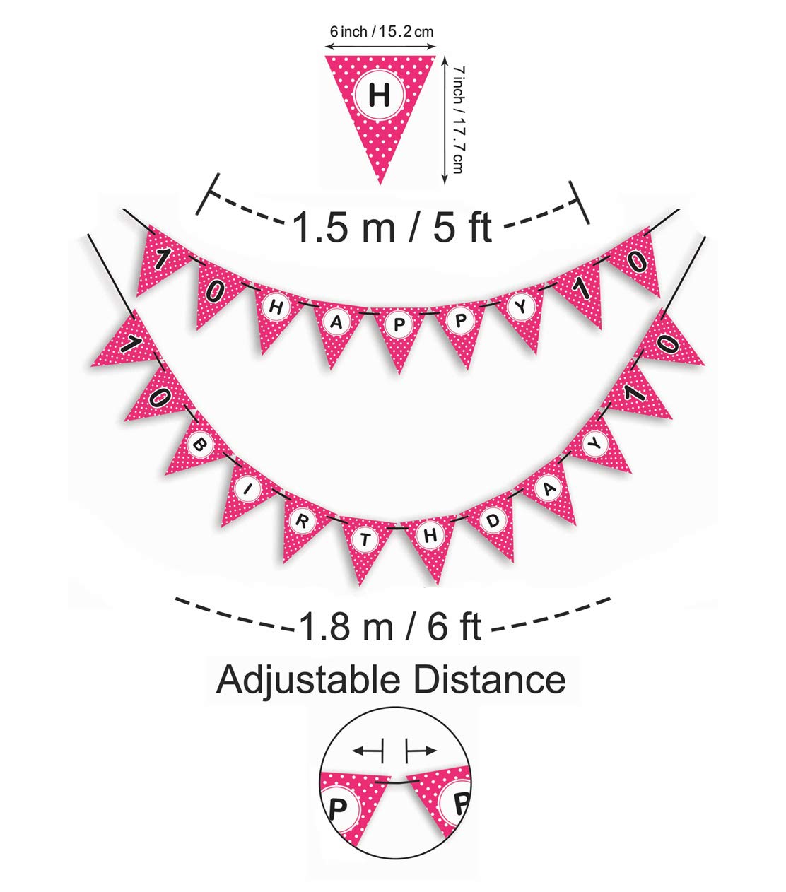 10th Birthday Party Decorations for Boys - Polka Dot Pennant Banner & Bunting Garland - Perfect for Kids' Birthday Parties, Classroom Celebrations & Photo Backdrops
