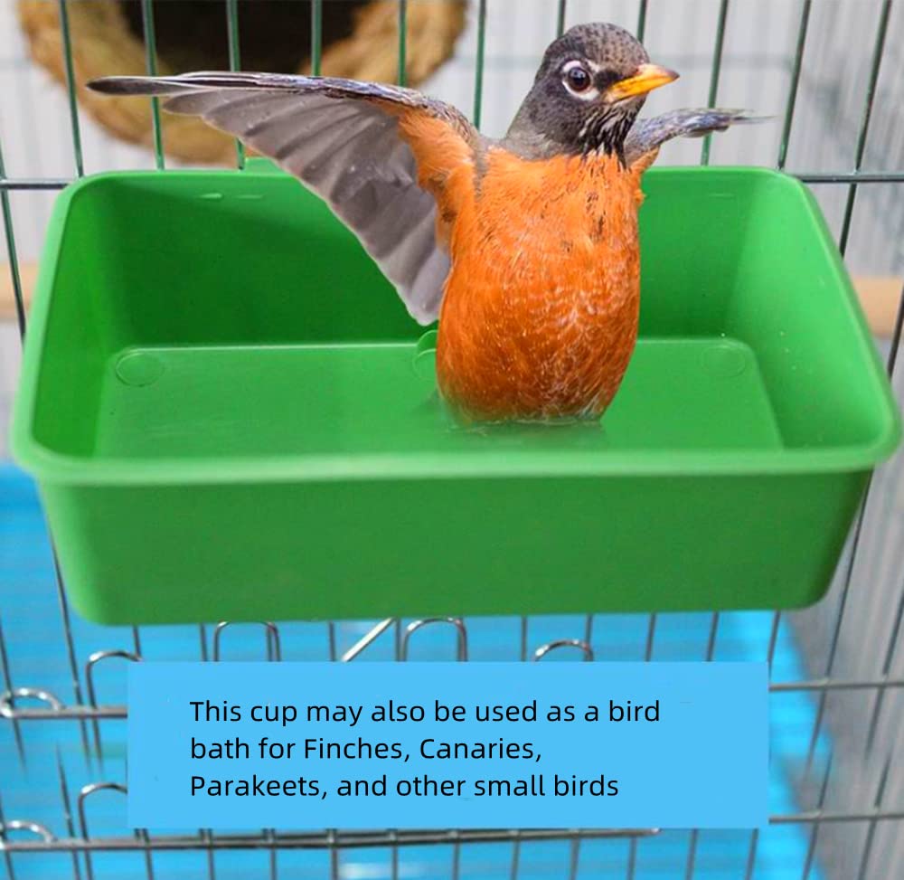 12 Pcs Plastic Bird Feeders - Hanging Seed Food Cups for Parrots, Parakeets, Pigeons & Poultry | Durable Green Feeding Bowls for Outdoor & Indoor Bird Cages | Perfect for Backyard, Garden, or Aviary Use