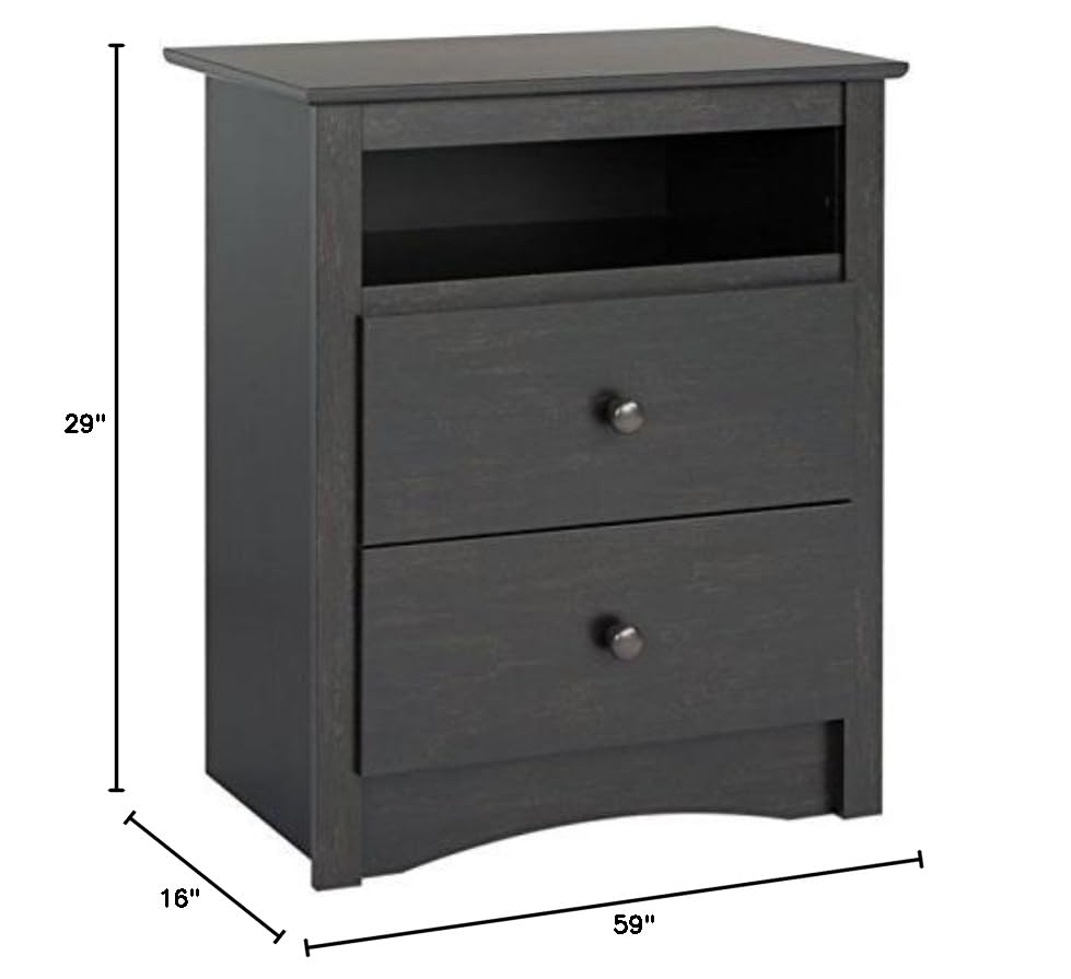Home Square Sonoma 2-Piece Bedroom Set - Wooden Dresser & Nightstand in Washed Black Finish | Modern Bedroom Furniture for Master & Guest Rooms