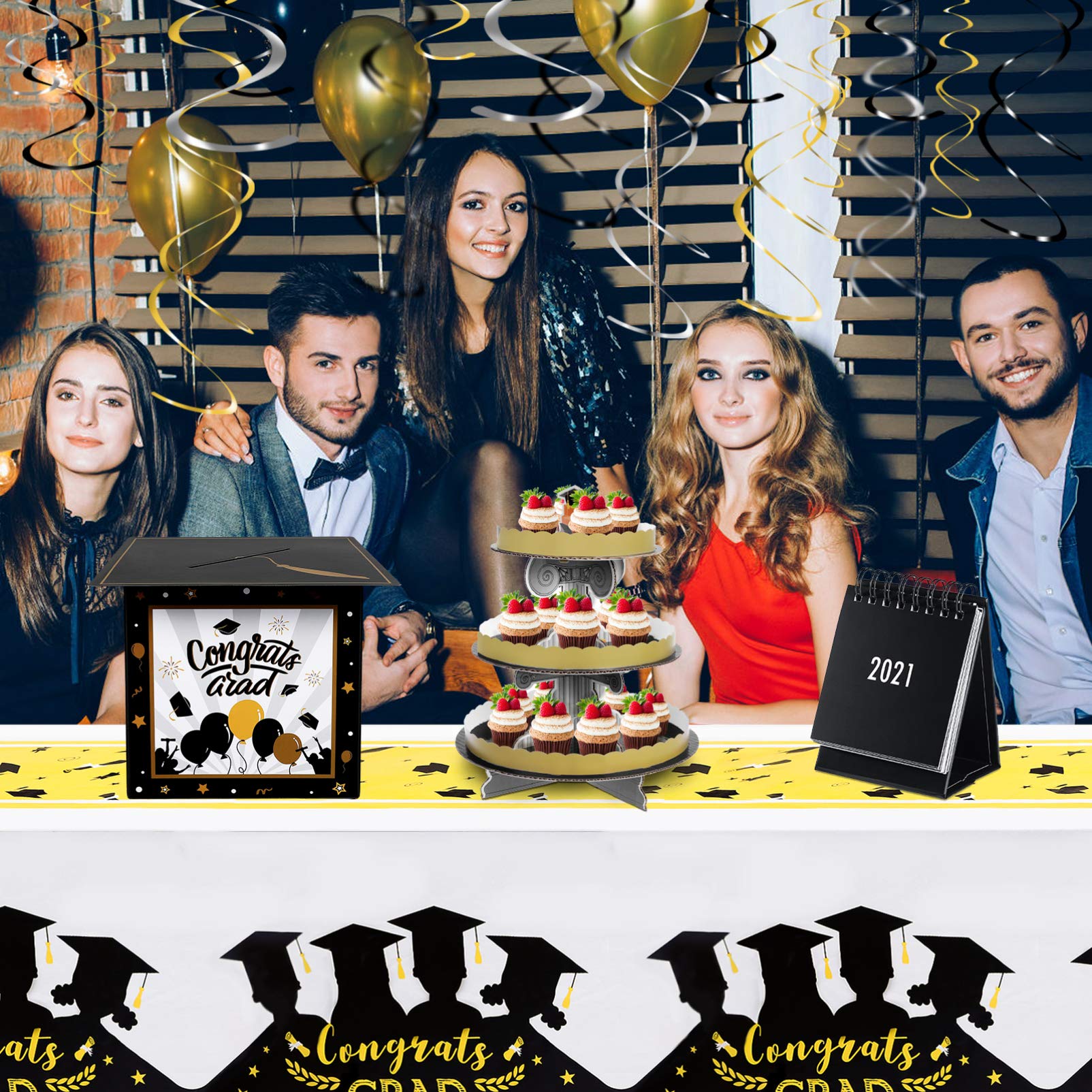 PRETYZOOM 2021 Graduation Card Box - Class of 2021 Graduation Cap Candy Box for Graduation Party Decorations, Favors & Gifts - Perfect for High School, College Graduation Celebrations & Photo Props