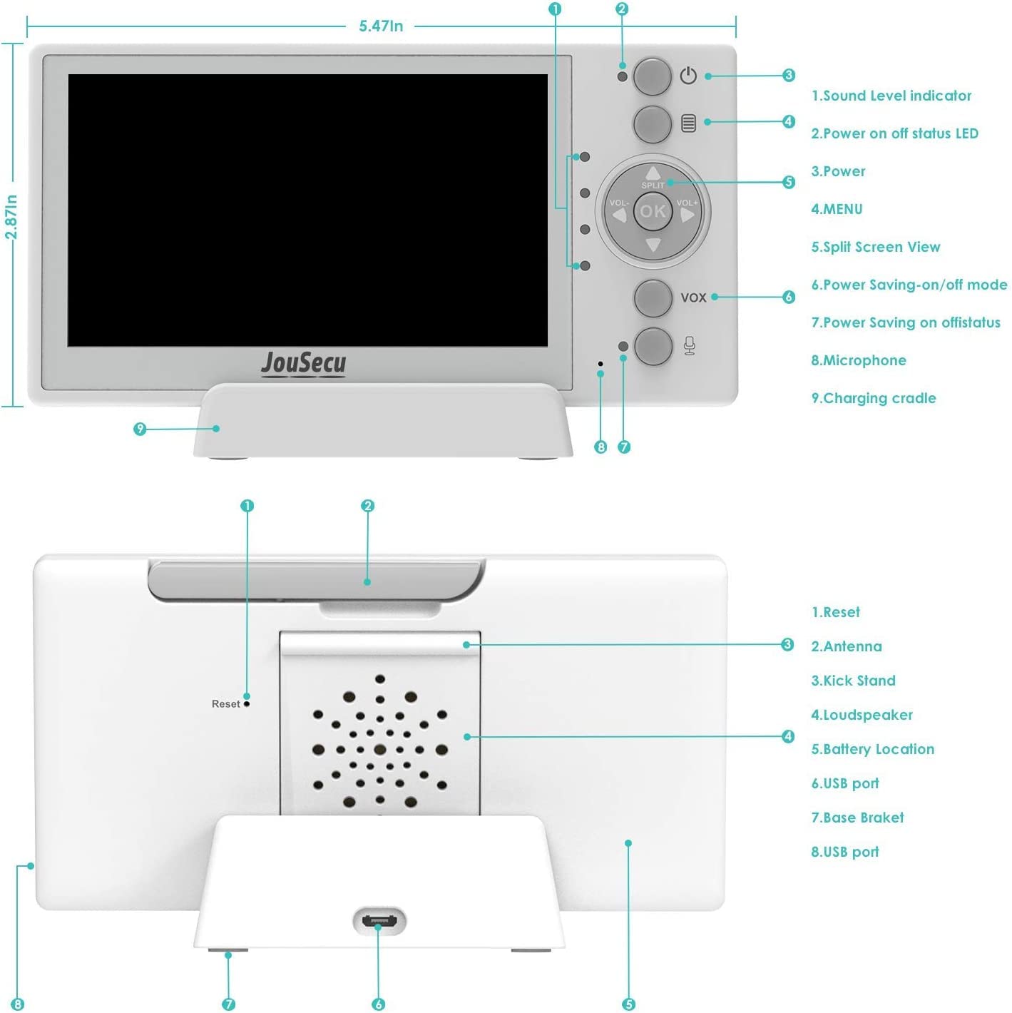 2 Camera Baby Monitor with 4.3