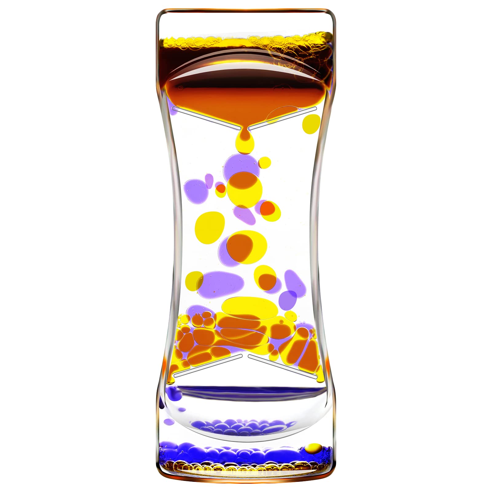 ABIQAQIBA Purple & Yellow Liquid Motion Bubbler Timer - Sensory Toy for Autism, Stress Relief & Focus - Desk Fidget Toy for Home, Office & Classroom - Perfect Stocking Stuffer & Relaxation Gift