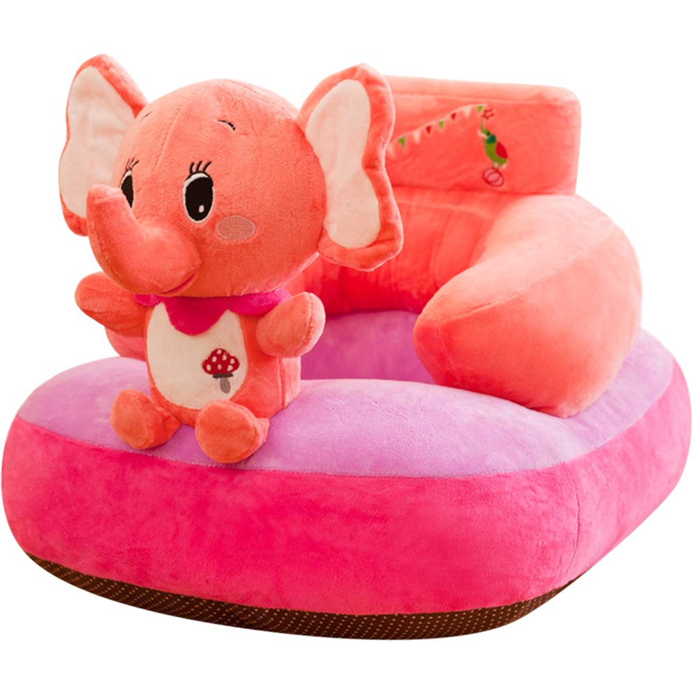 WAYUTO Soft Plush Baby Sofa Chair - Infant Support Seat for Learning to Sit, Floor Seat for Toddlers & Kindergarten Kids - Pink Elephant Design | Perfect for Playtime, Nursery, and Early Childhood Development