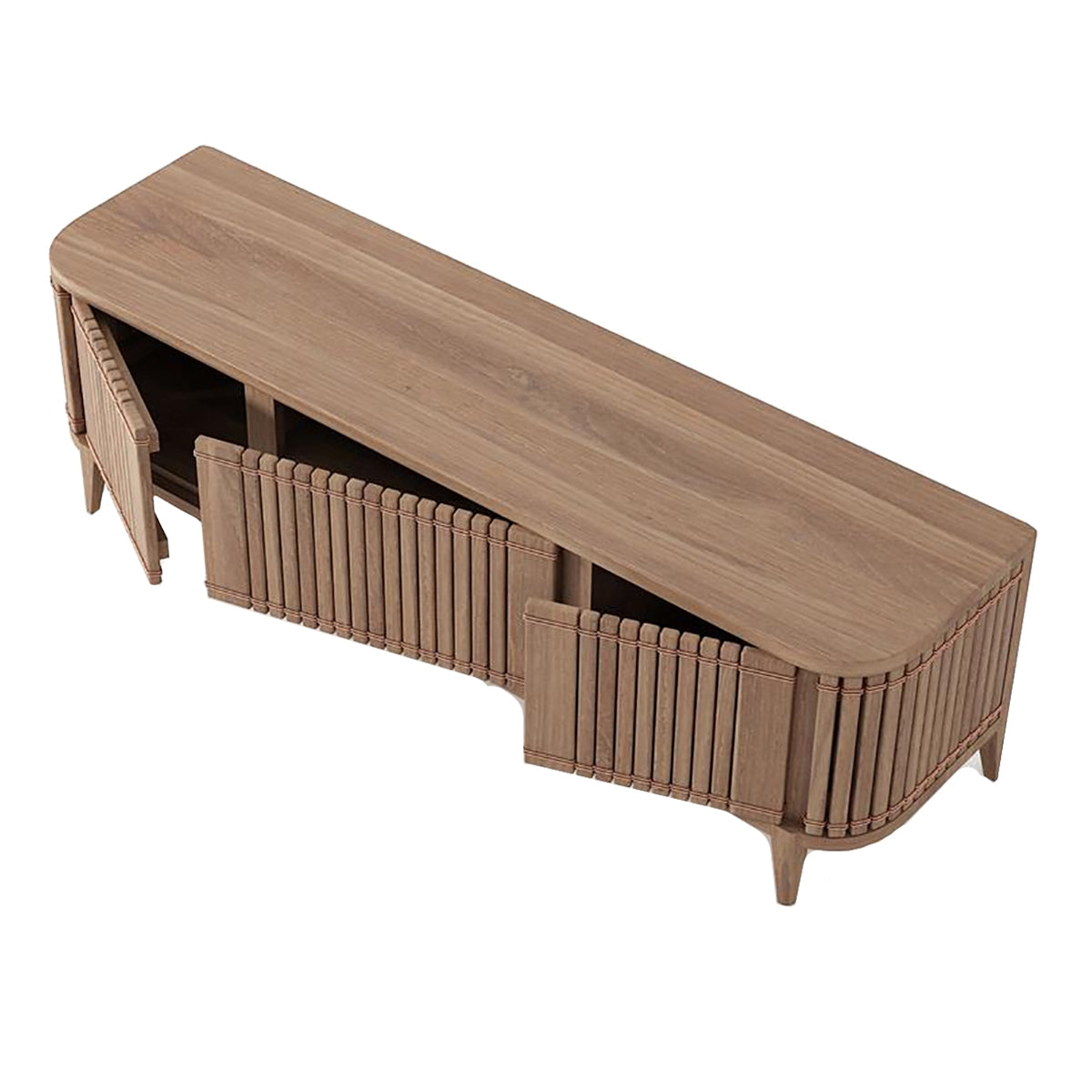 Modern Koppar Wooden Media Cabinet with 3 Doors - Stylish TV Stand for Living Room, Bedroom & Home Theater Storage