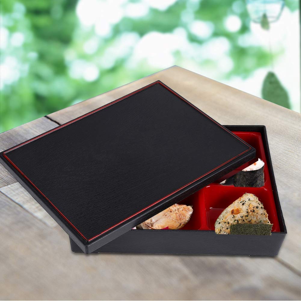 Japanese Bento Box - 5 Compartment Wooden Lunch Box for Office & Picnic