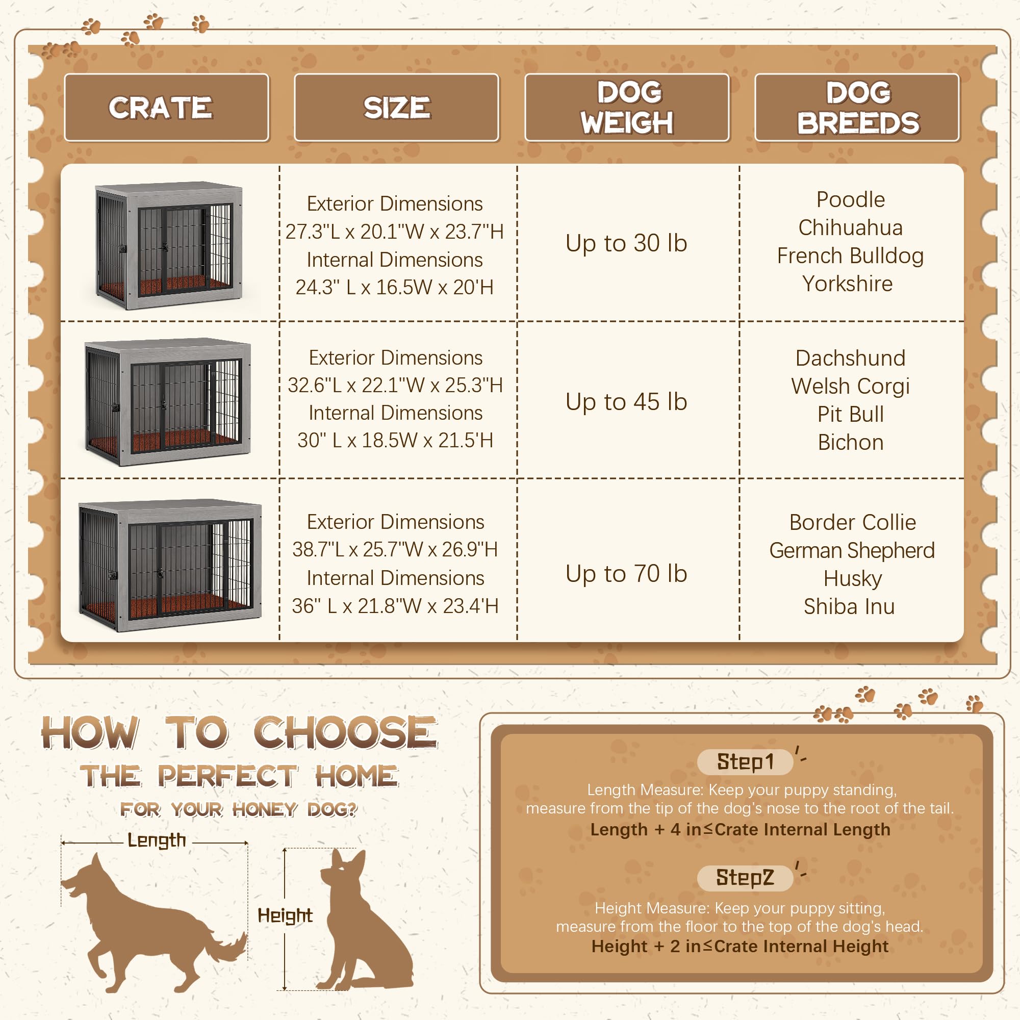**Stylish Grey Dog Crate Furniture with Soft Cushion - Double Door Indoor Dog Kennel & Side End Table - Easy Assembly Pet House for Small, Medium, Large Dogs (38.8