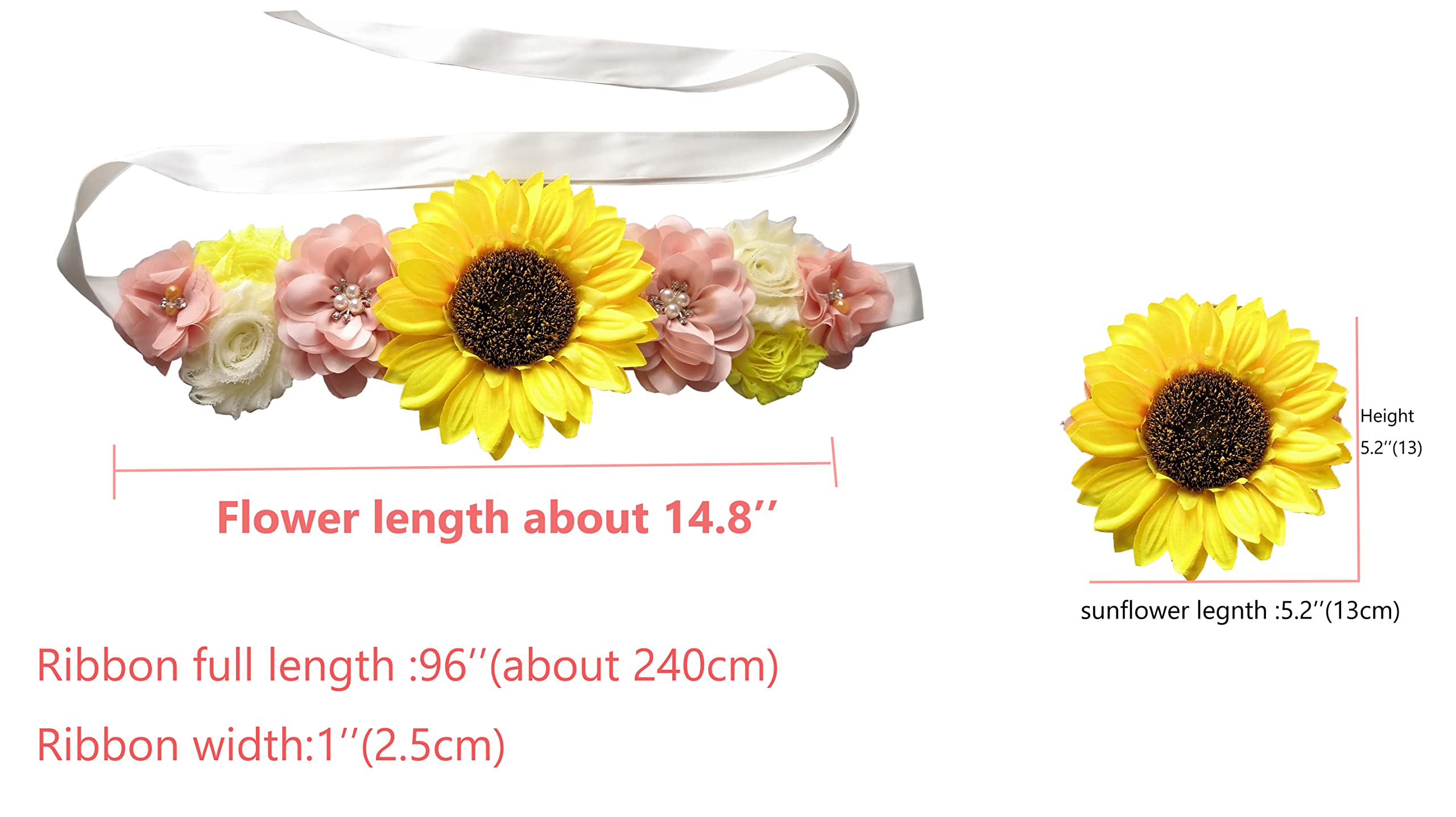 Sunflower Baby Shower Sash for Gender Reveal - Maternity Pregnancy Belly Band for Boy or Girl Announcement - Perfect for Baby Showers, Gender Reveal Parties & Maternity Photos