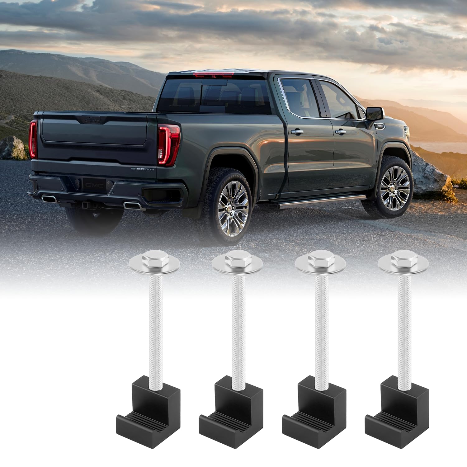 4PCS Aluminum Alloy Truck Tool Box Mounting Kit with J Hook Crossover Tie Downs - Universal Pickup Toolbox Rail Mounting Accessories for Securing Tool Boxes (Black) - Perfect for Pickup Trucks, Work Vans & Off-Road Vehicles